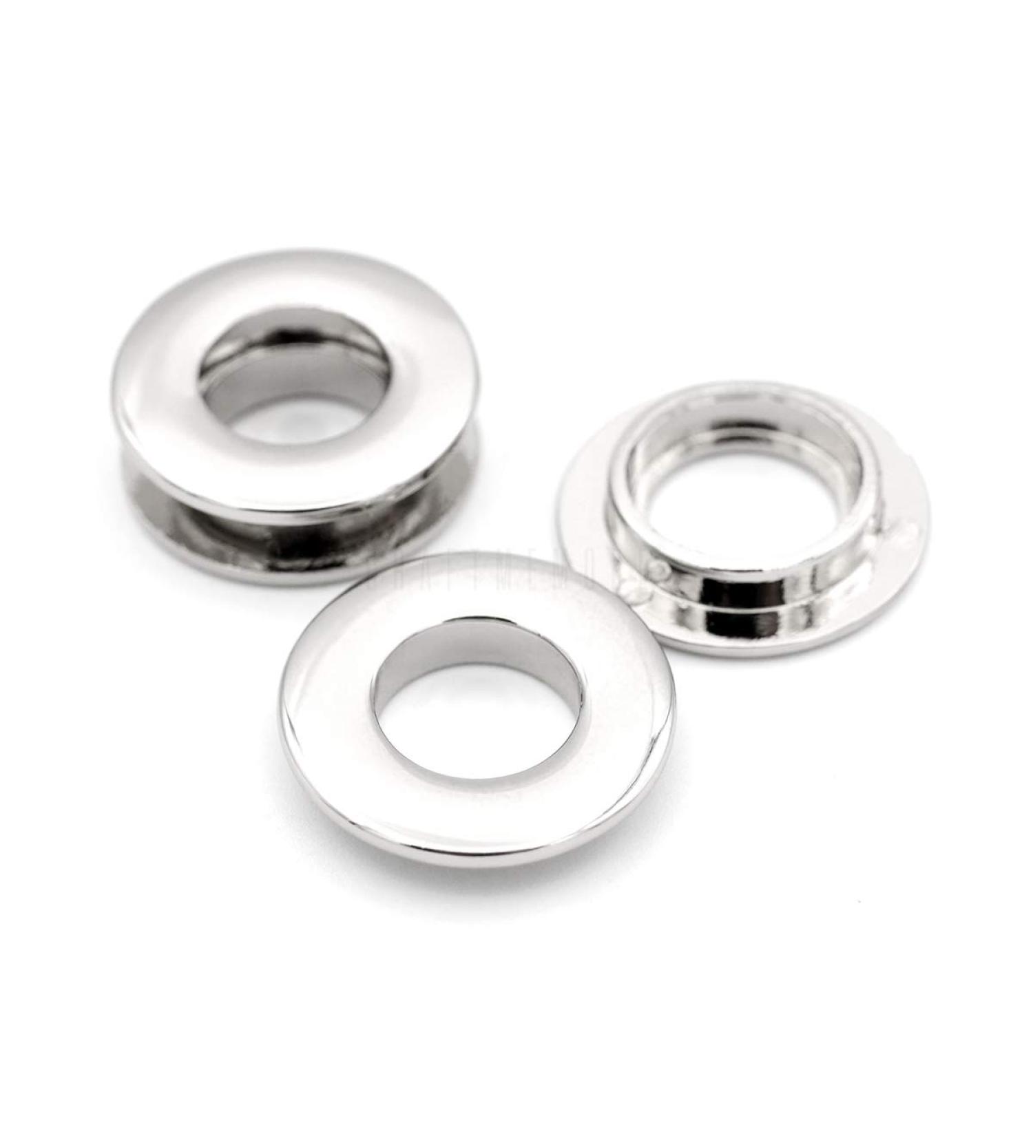 CRAFTMEMORE Metal Push Snap Together Grommet Flat Surface Snap Rings Eyelet O-Rings Purse Loop Easy Installation Pack of 4 (11mm (7/16")  Silver) 11mm (7/16") Silver - Buy Online on GoSupps.com