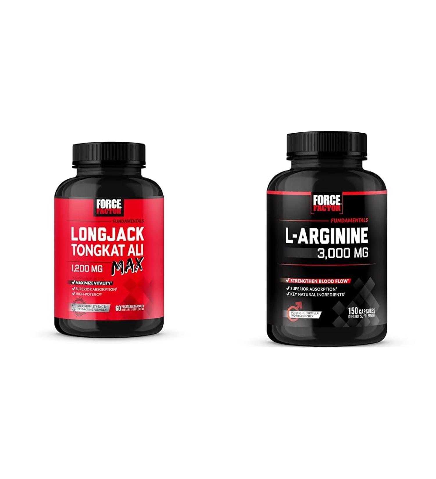 Force Factor Longjack Tongkat Ali Max Men's Vitality L-Arginine Nitric Oxide for Muscle Building 60+150 Capsules - Buy Online on GoSupps.com