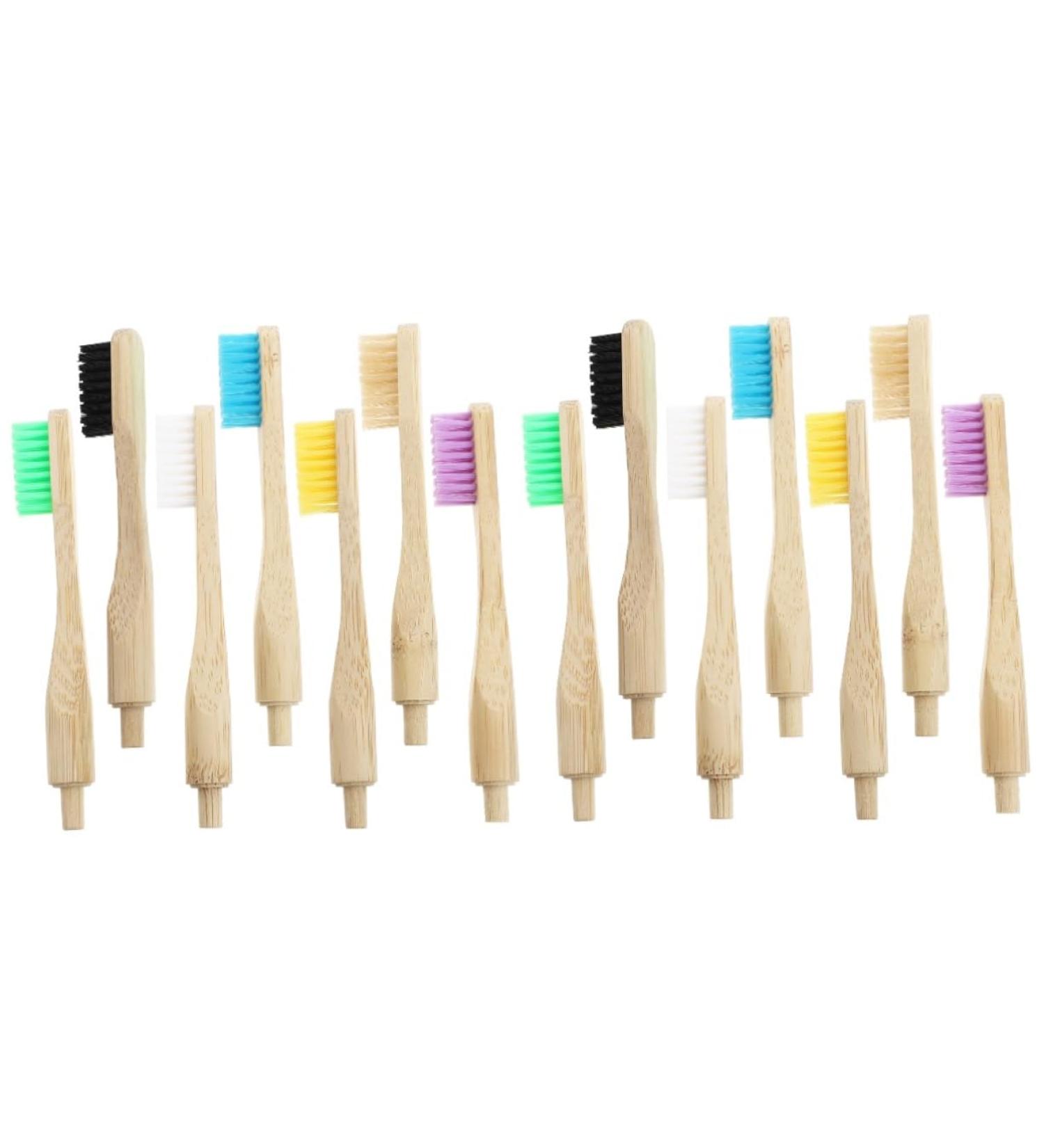 FRCOLOR 14 Pcs Bamboo Toothbrush Set - Eco-Friendly Replaceable Nylon Bristles Manual Travel Toothbrushes for Oral Care - Buy Online on GoSupps.com