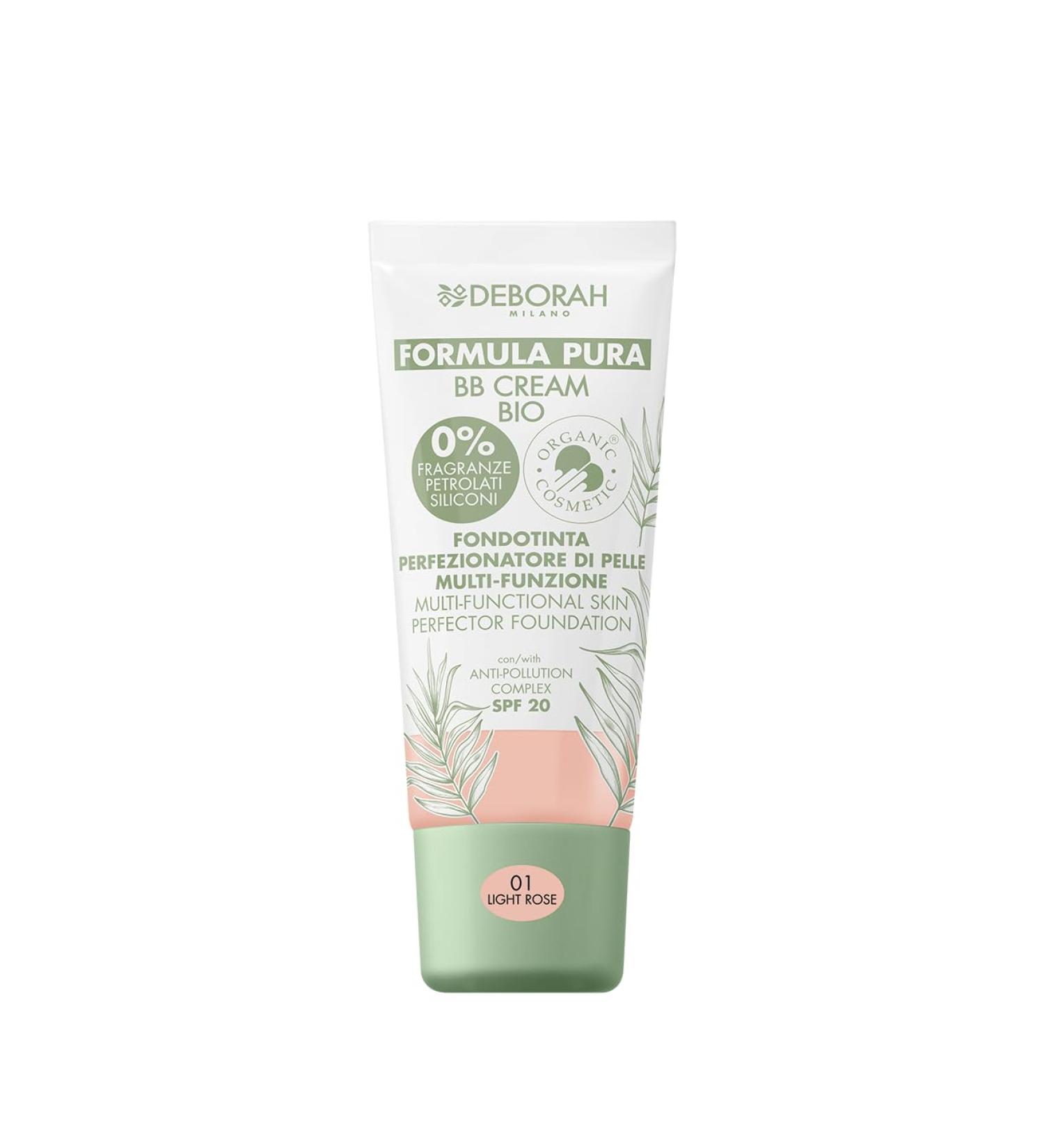  DEBORAH Deborah Milano BB Cream Formula Pure Bio SPF 20 with Natural Ingredients 01 Light Pink Nourishing Effect Antioxidant and Anti-Blue Light Gives Smooth and Nourished Skin 30 ml - Buy Online on GoSupps.com