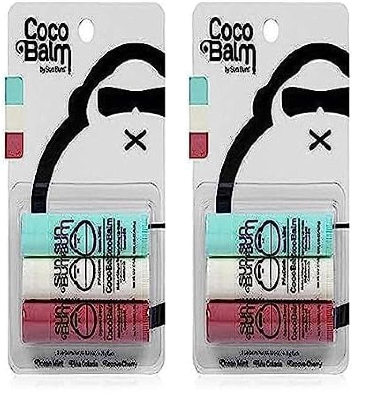 Sun Bum Cocobalm Lip Balm Variety Pack | Hydrating Aloe Formula | Hypoallergenic Paraben & Silicone Free | 3 Flavors | 2-Pack | 0.15oz Sticks - Buy Online on GoSupps.com