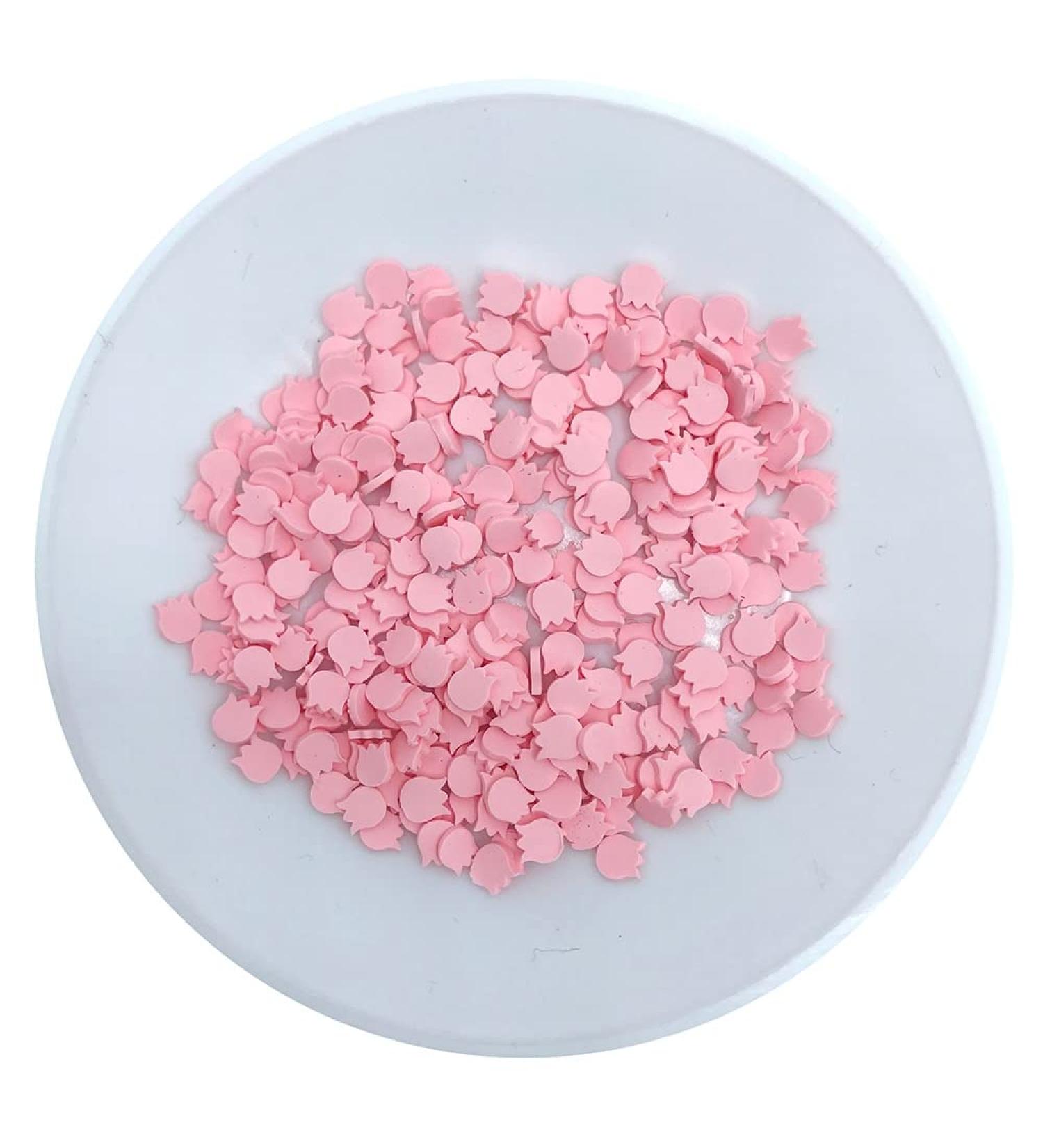 QR 100g Mixed Fruits Hot Clay Sprinkles Fake Litchi Mango Avocado Polymer Slices for Nail Art Decoration DIY Slime Filling Craft T1116 (Color : Pink)