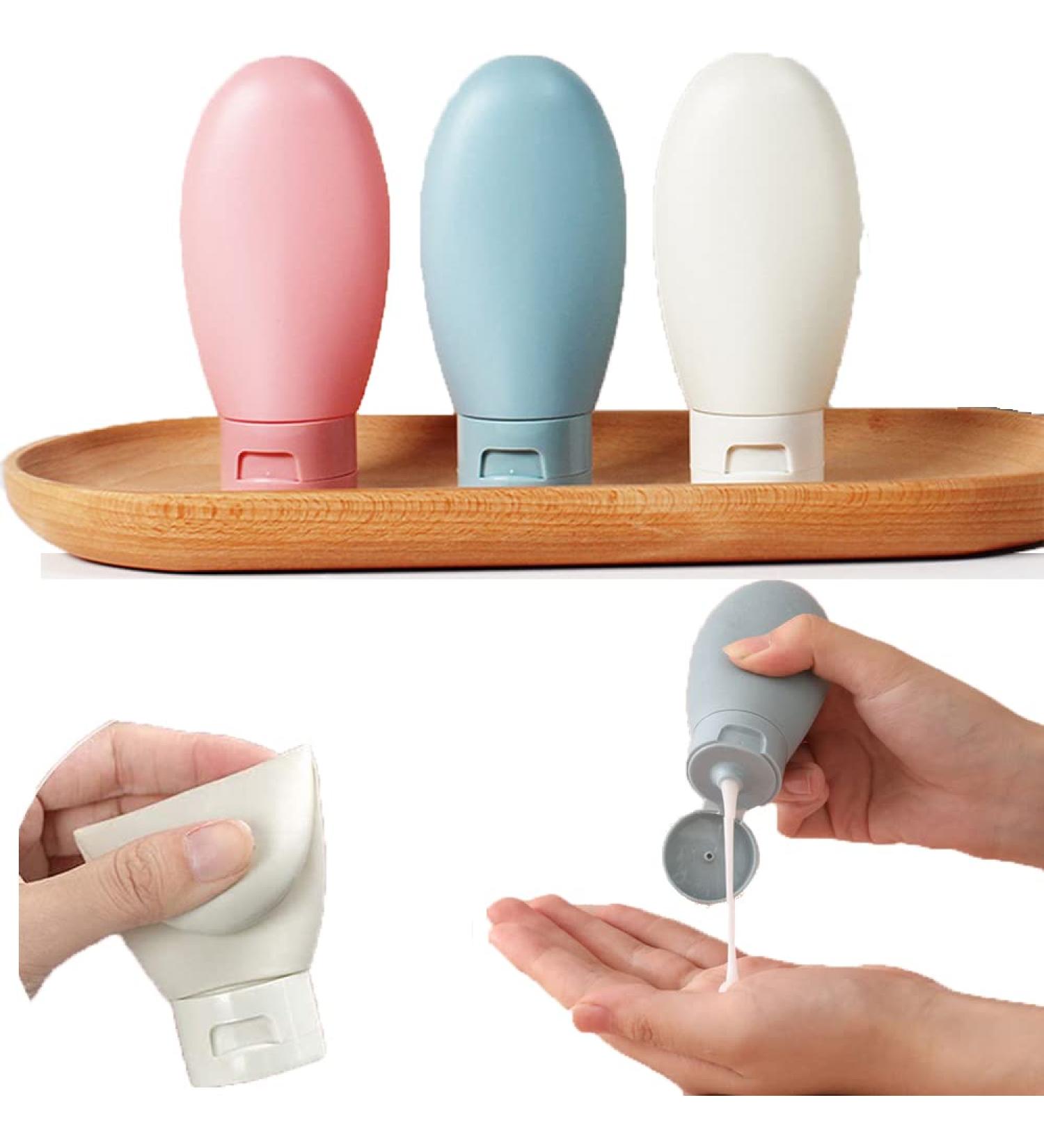 DDUP 3 Pcs Travel Bottles Set 60ML Travel Bottles & Containers Small Mini Empty Plastic Squeeze Bottles for Travel Toiletries Shampoo and Conditioner with Storage Bag.(Multicolor) - Buy Online on GoSupps.com