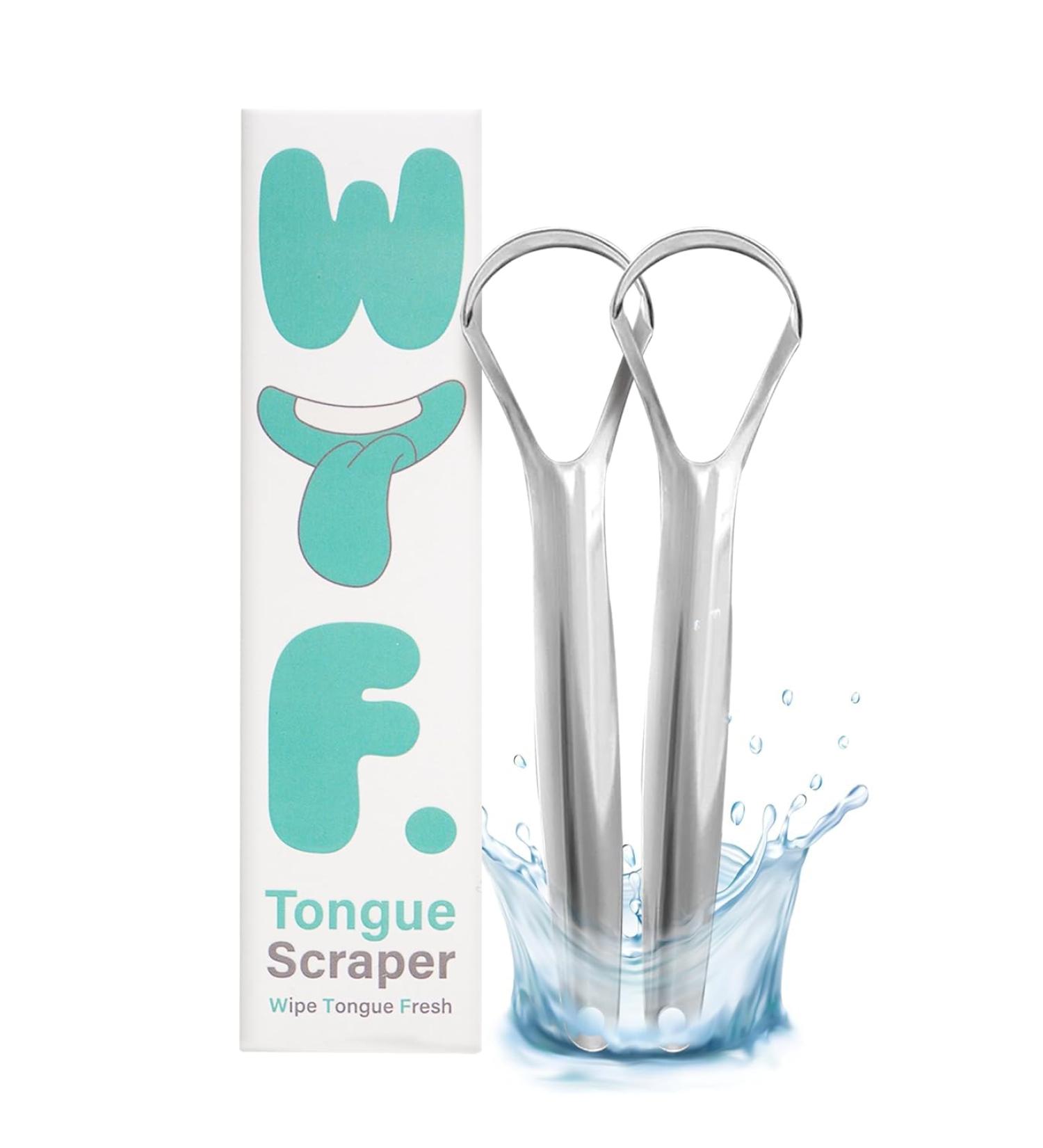 100% Stainless Steel Tongue Scraper | Wipe Tongue Fresh Oral Care | Pack of 2 Tongue Cleaners for Adults | Essential Oral Hygiene Tool - Buy Online on GoSupps.com