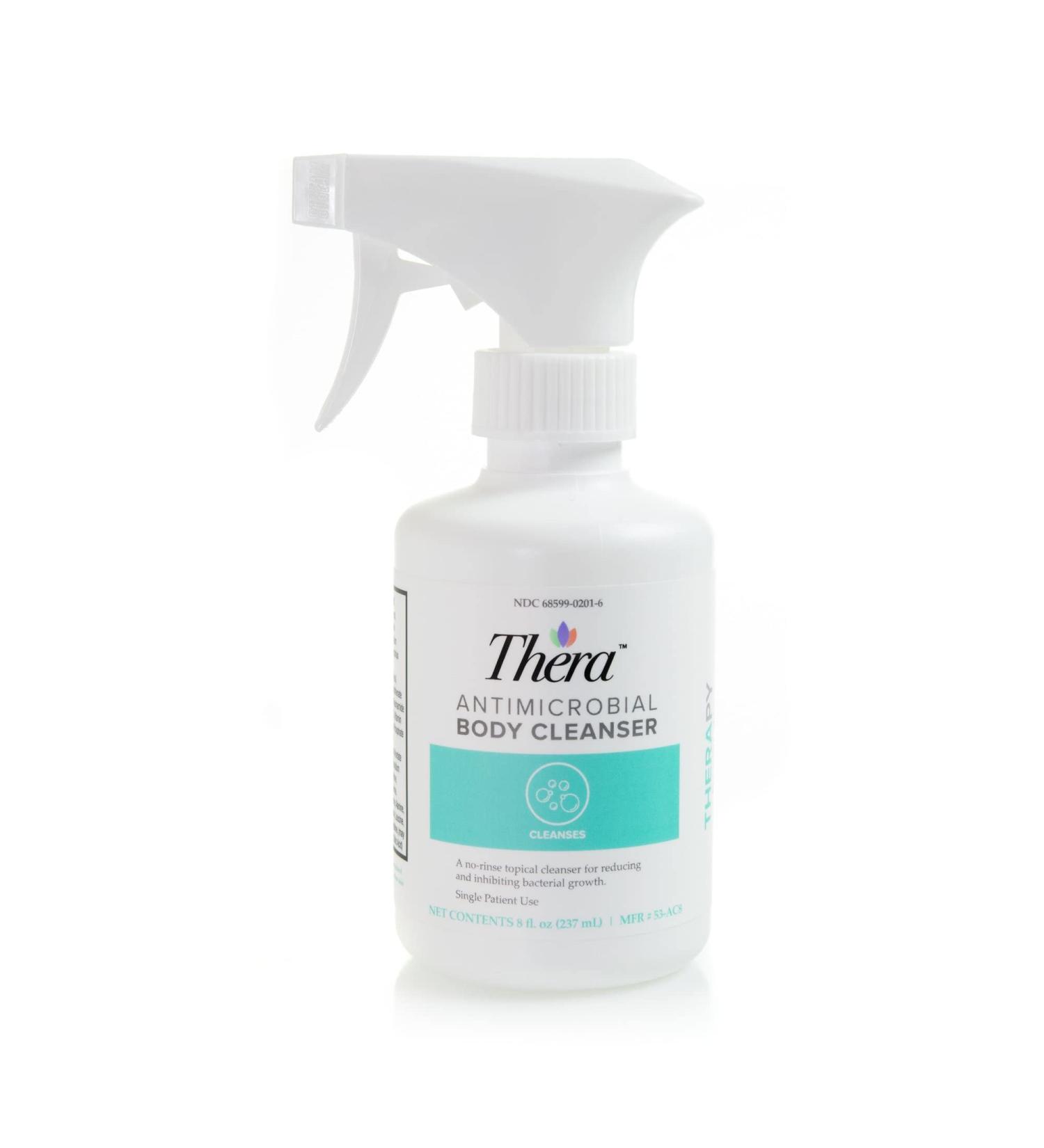 Thera Antimicrobial Body Cleanser 8 oz Spray Bottle - Mild, Rinse-Free Topical Cleanser for Nourished and Moisturized Skin - Buy Online on GoSupps.com