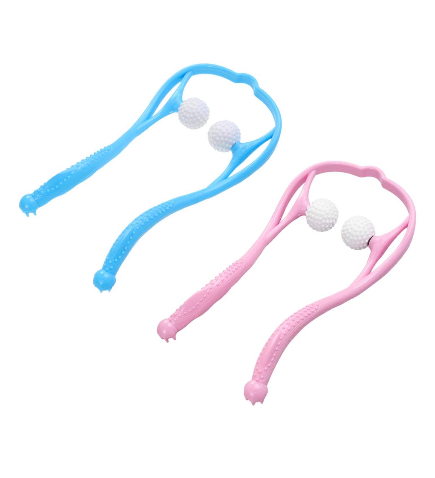 Lioobo Neck Massage Device - Dual Trigger Pressure Point Massager for Adults | Portable Pink & Blue Shoulder Massage Tool - Buy Online on GoSupps.com