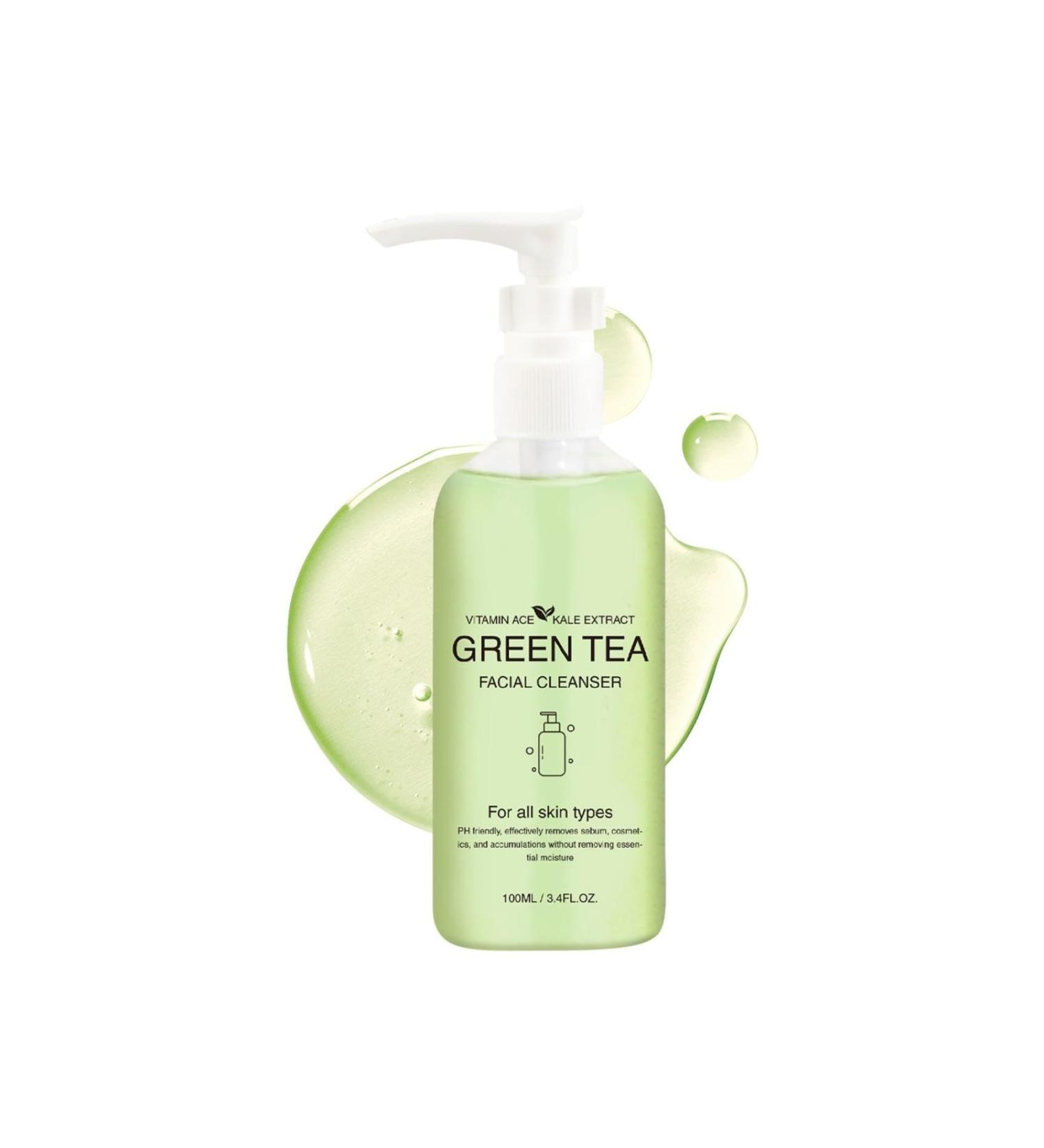 Green Tea Face Wash Hydrating Facial Cleanser with Vitamins A C E and Kale Extract Gentle Facial Cleanser for Women Vegan pH-Friendly Water-Based Cleanser for All Skin Types - Buy Online on GoSupps.com