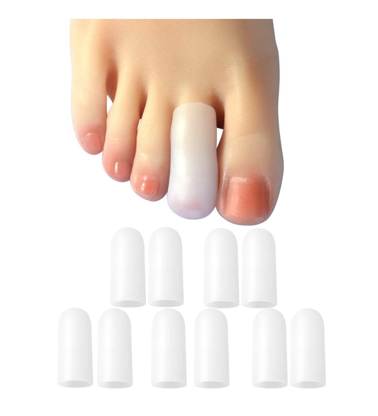 10 Pack Hoogoo Gel Toe Caps - Toe Covers for Ingrown Toenails, Corns, Blisters, Hammer Toes - White - Buy Online on GoSupps.com