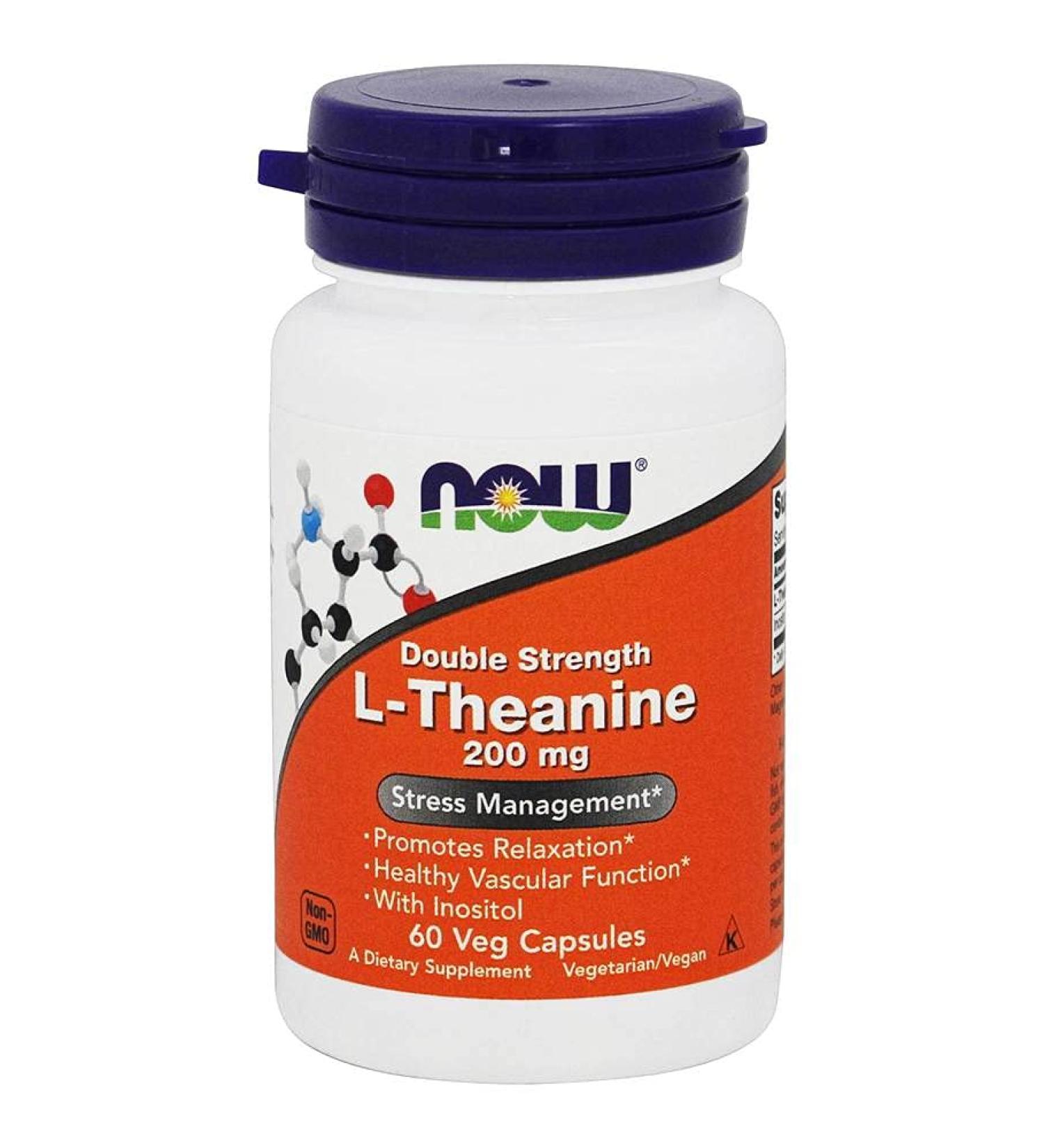 Now Foods L-Theanine 200 Mg 60 Veg Caps - Pack of 2 | Natural Stress Support - Buy Online on GoSupps.com