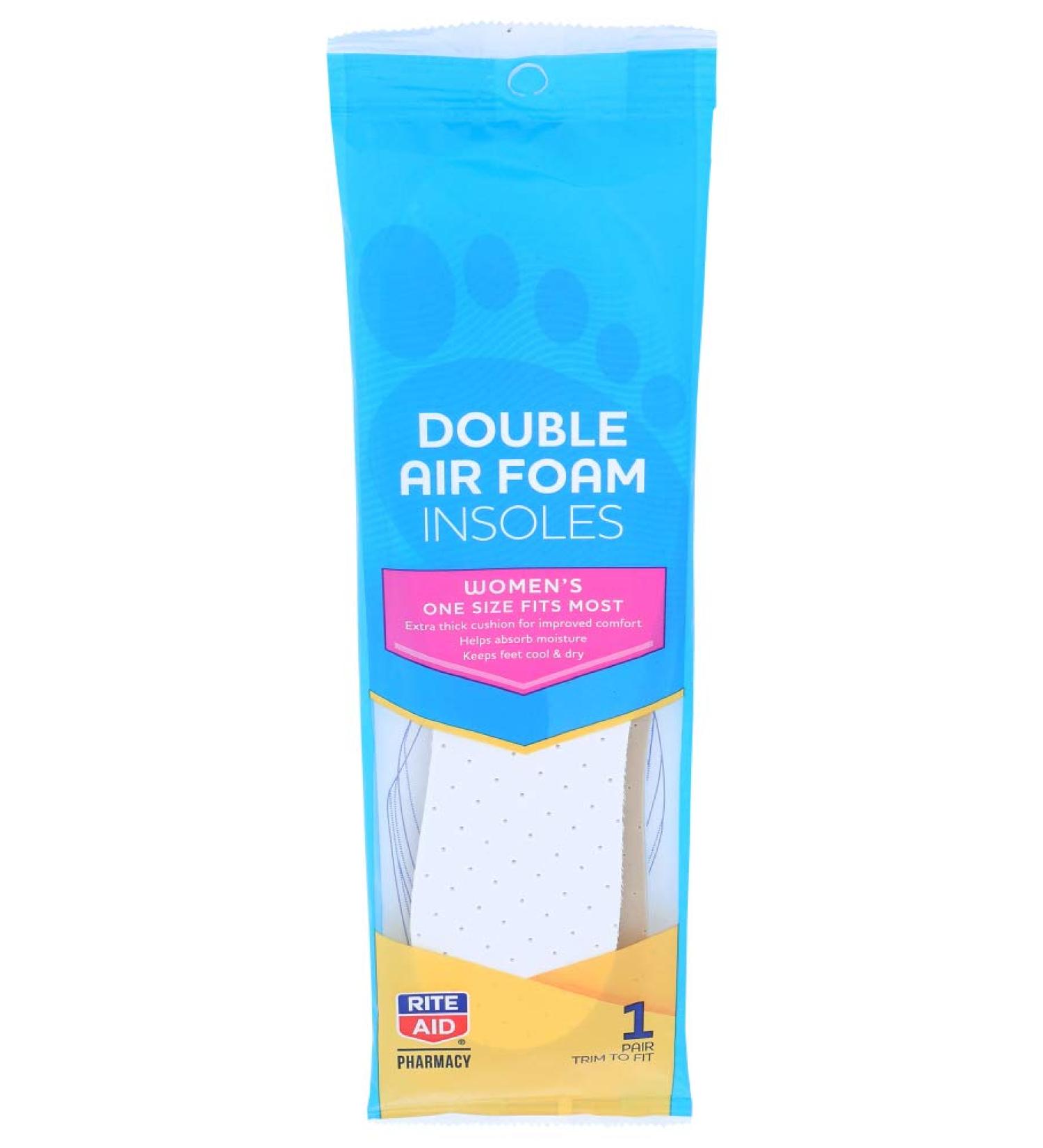 Rite Aid Foot Care Double Air Foam Insoles - 1 Pair Shoe Inserts | Foot Care | Women s One Size Fits Most Trim to Fit | Shoe Insoles