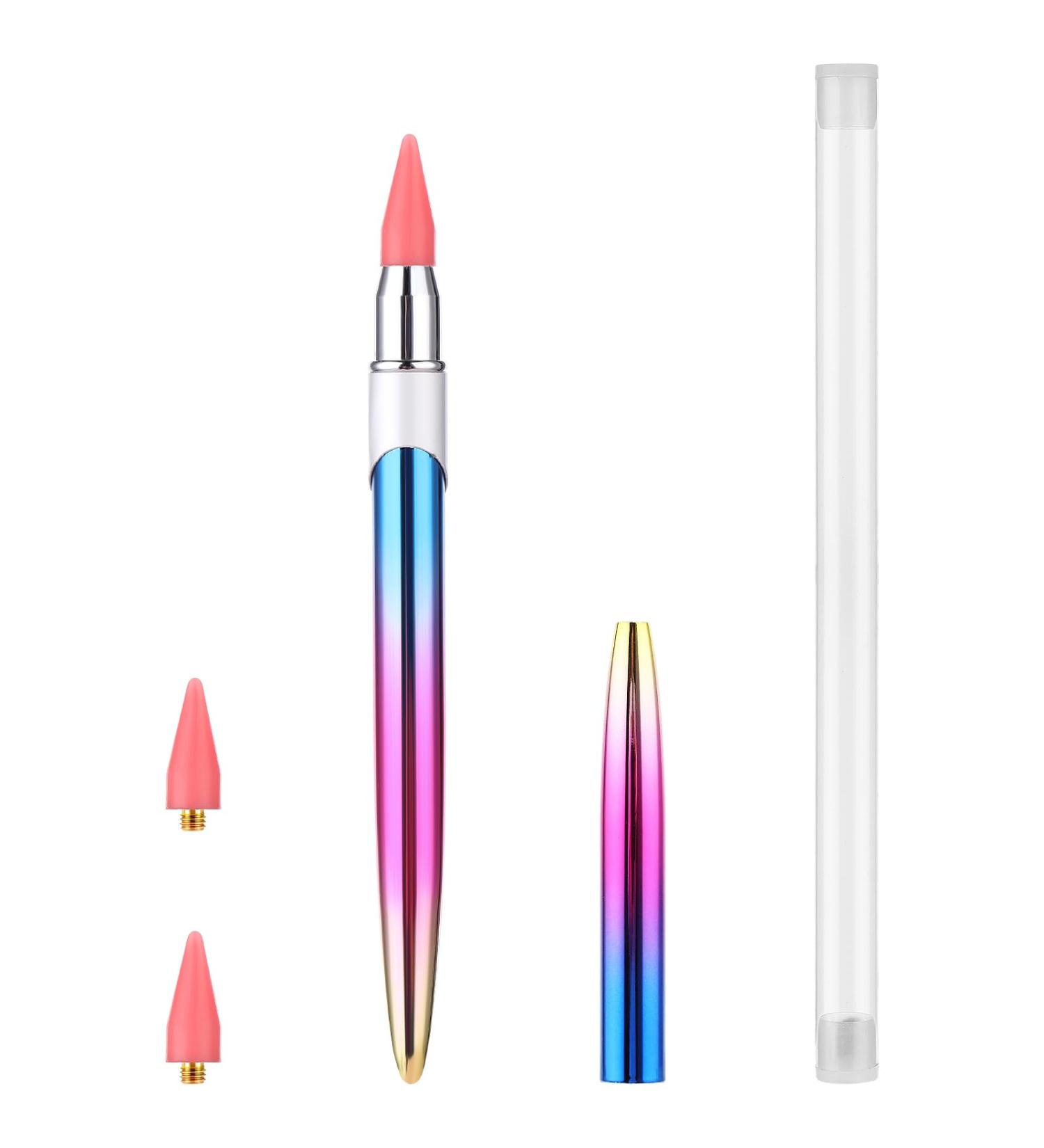 Prasacco Rhinestone Picker Dotting Wax Pen Rhinestone Picker Tool with 2 Pink Replaceable Wax Head Rhinestone Pickup Applicator Tool Rhinestone Crystals Picker for DIY Nail Art Decoration - Buy Online on GoSupps.com