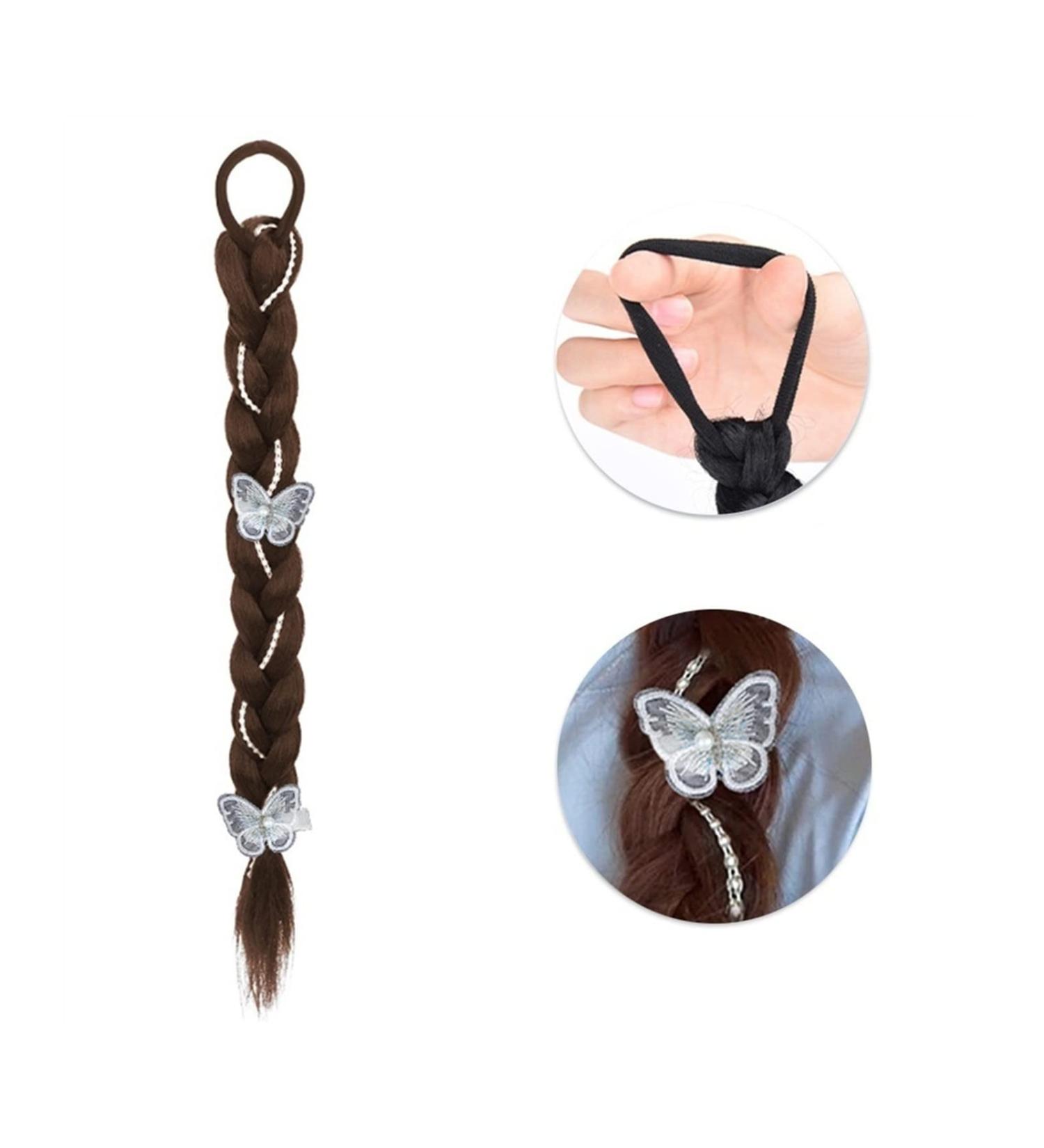 Ponytail Extensions Synthetic Braids Ponytail Extension for Women Elastic HairTie Ponytail Extension with Butterfly Hair Accessories Daily Use Hairpieces for Women(Color:005) - Buy Online on GoSupps.com