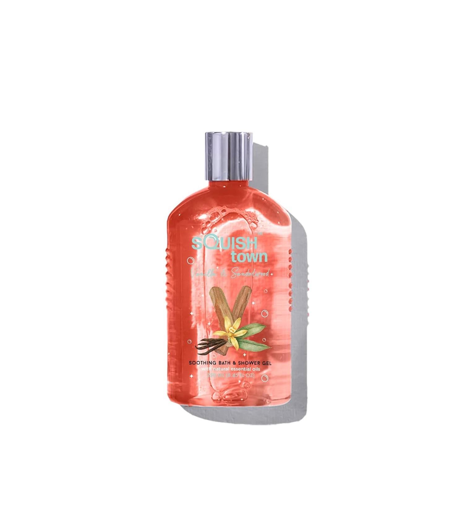Squashtown Vanilla & Sandalwood Body Wash 250ml | Aloe Vera Shower Gel | Aromatherapy Deep Cleansing Gel for Men & Women - Buy Online on GoSupps.com