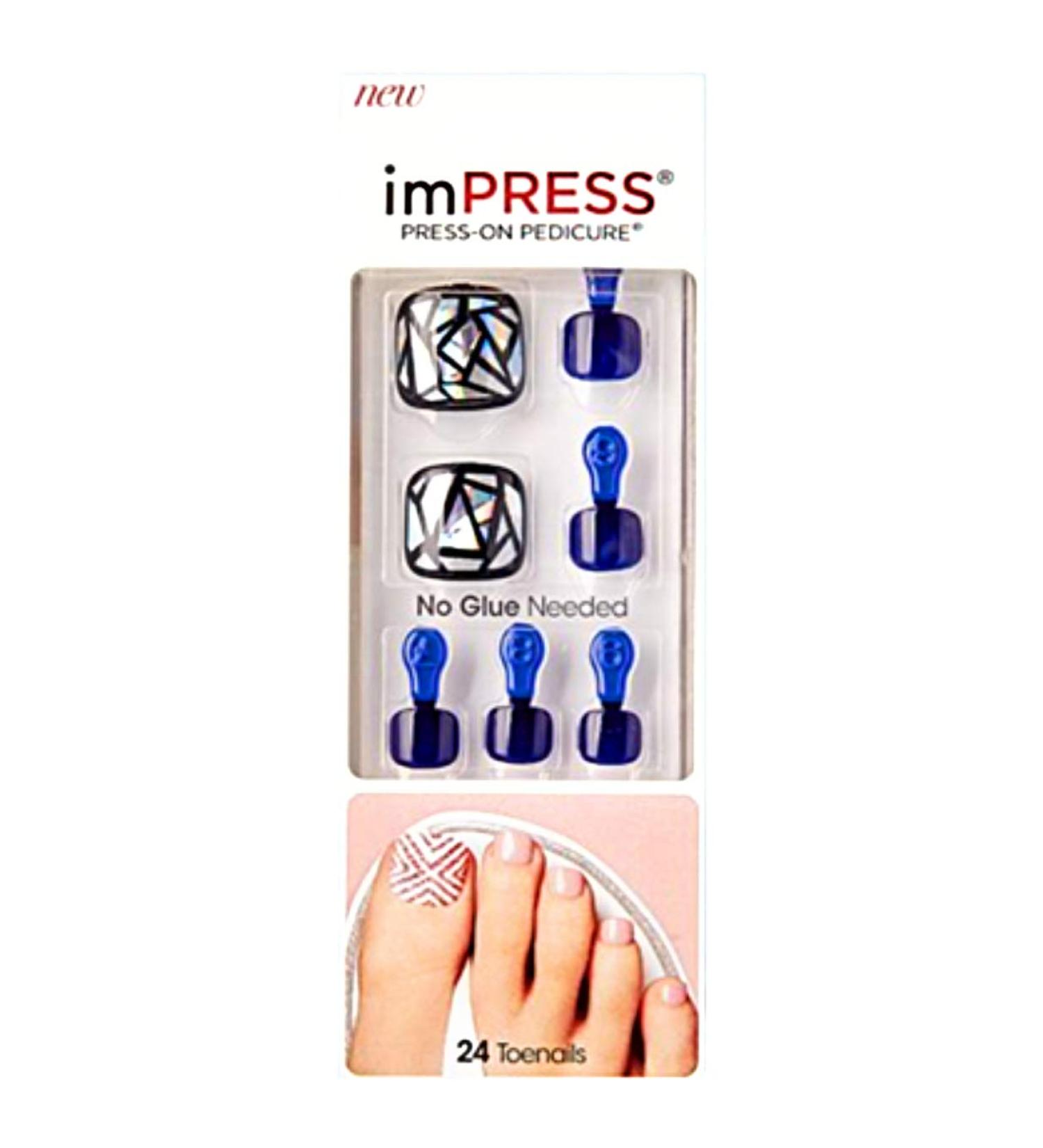 KISS imPRESS Gel Navy Blue Pedicure Nails - Mai Tai | Easy Press-On for Toes - Buy Online on GoSupps.com