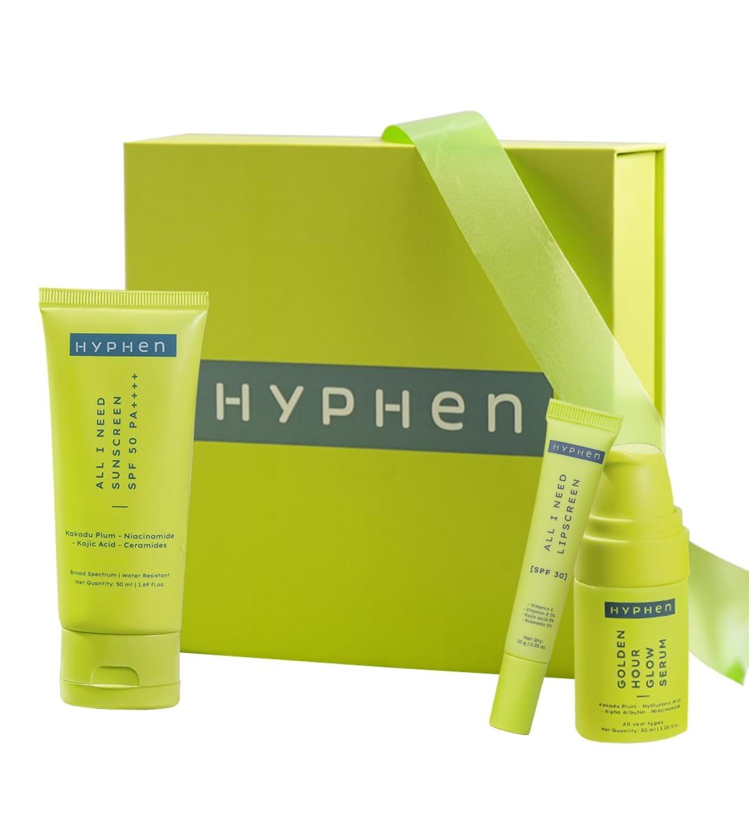 Hy phen Daily Glow Essentials Gift Kit | Complete Skin Care Routine with Face Serum Moisturizing Sunscreen SPF & Lip Balm | Perfect Gift Set for All Skin Types Women - Buy Online on GoSupps.com