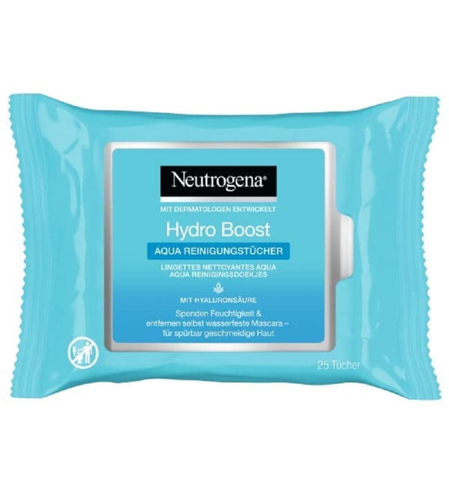 Neutrogena Hydro Boost Makeup Wipes - Aqua Cleansing Wipes with Hyaluron | Make-Up Remover | Pack of 6 (150 Wipes) | International Shipping Available - Buy Online on GoSupps.com