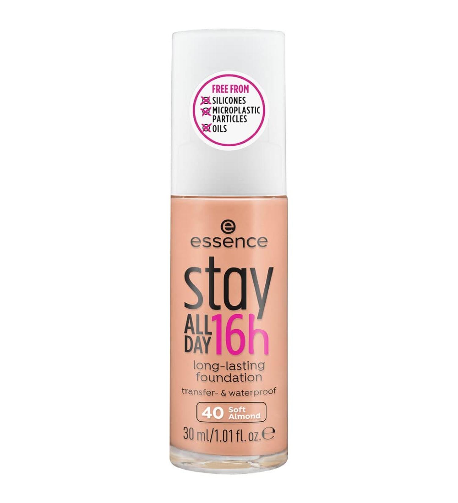 Essence Stay All Day 16h Long-Lasting Foundation No. 40 Soft Almond - Vegan Oil-Free Matte Finish for Combination Skin (30ml) - Buy Online on GoSupps.com