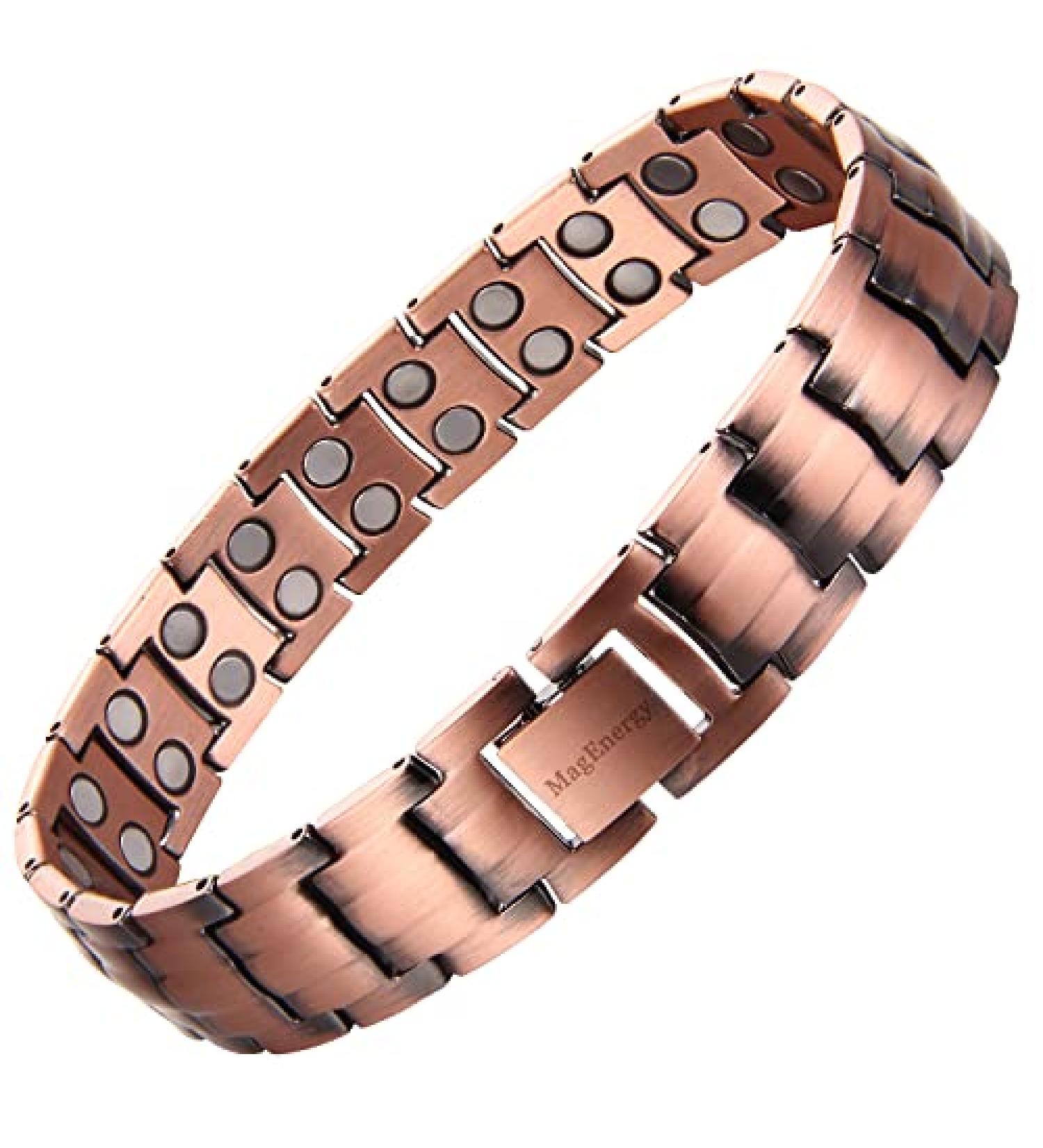 Men's Adjustable Black Copper Bracelet with 3500 Gauss Magnets - Buy Online on GoSupps.com