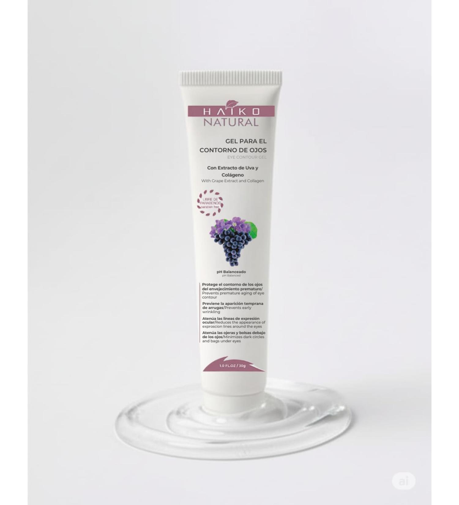 HAIKO NATURAL Revitalizing Eye Contour Gel. Reduces Puffiness & Dark Circles With Grape Extract (Antioxidants) and Collagen (Firmness & Elasticity). Fragrance-Free & Paraben-Free - 1.0 FL.OZ / 30g - Buy Online on GoSupps.com