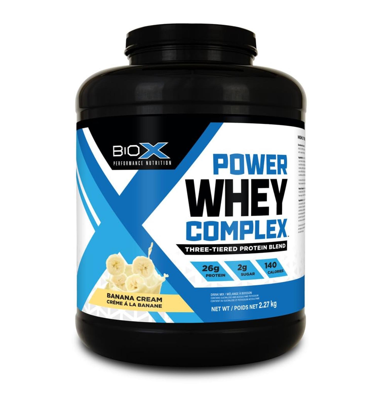 BioX Power Whey Complex | High Protein 100% Pure Whey Protein Powder | 26g Protein | Nitrogen-Rich Three Tiered Powder with Whey Concentrate Whey Isolate Hydrolyzed Whey (5LB Banana) - Buy Online on GoSupps.com
