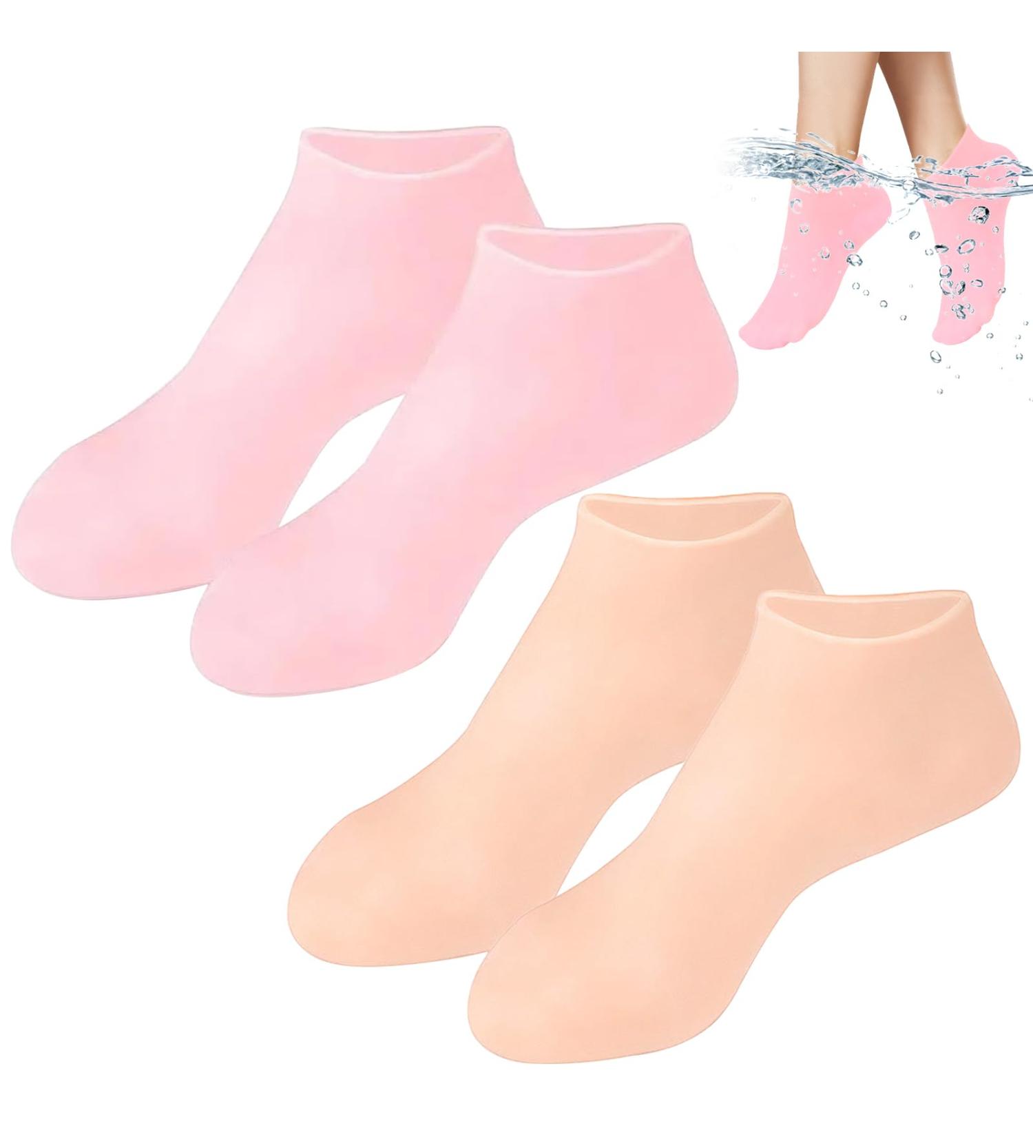 Silicone Moisturizing Socks Women Foot Spa Pedicure Silicone Socks Foot Mask Exfoliating Beach Protective Gel Socks Anti Slip Aloe Socks for Dry Cracked Feet Calluses Foot Care (Pink+Skin Color) - Buy Online on GoSupps.com