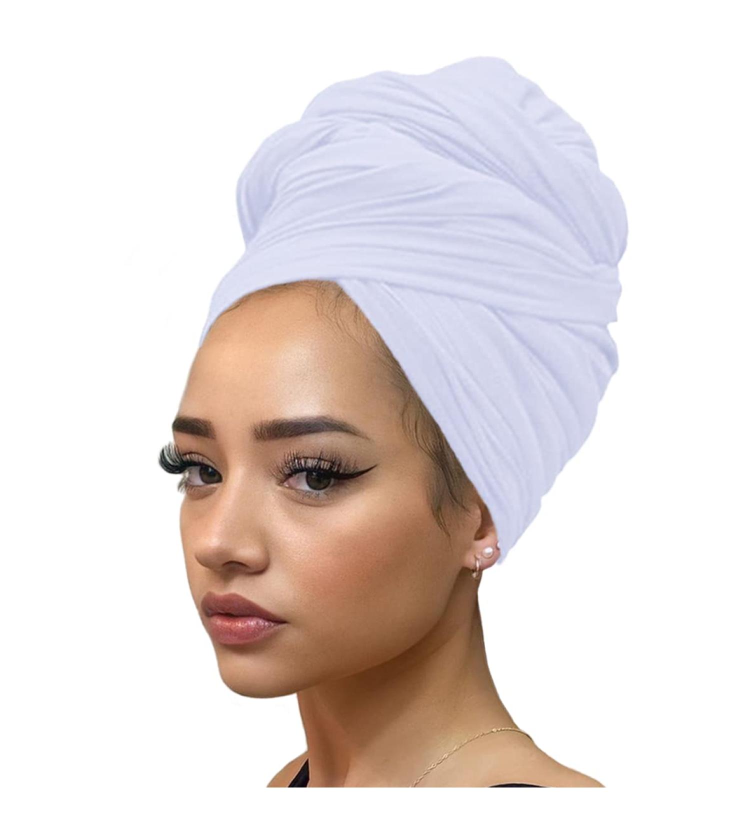 Kachanaa Ultra Soft Stretch Jersey Turban Head Wrap White Scarf for Black Women - Buy Online on GoSupps.com