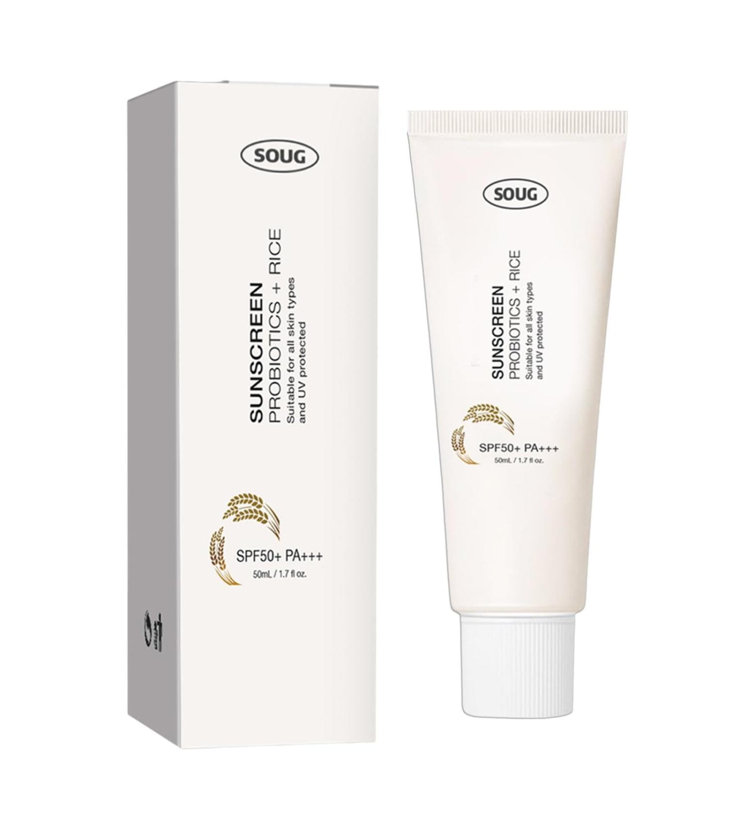 ADERN Korean Sunscreen Spf 50 Face | Spf 50 Face Moisturiser | Rice Probiotic Sunscreen | Moisturizing Sunblock | SPF 50+ Sunscreen with Rice Extracts | UVA & UVB Protetion Suncream for Body and Face - Buy Online on GoSupps.com