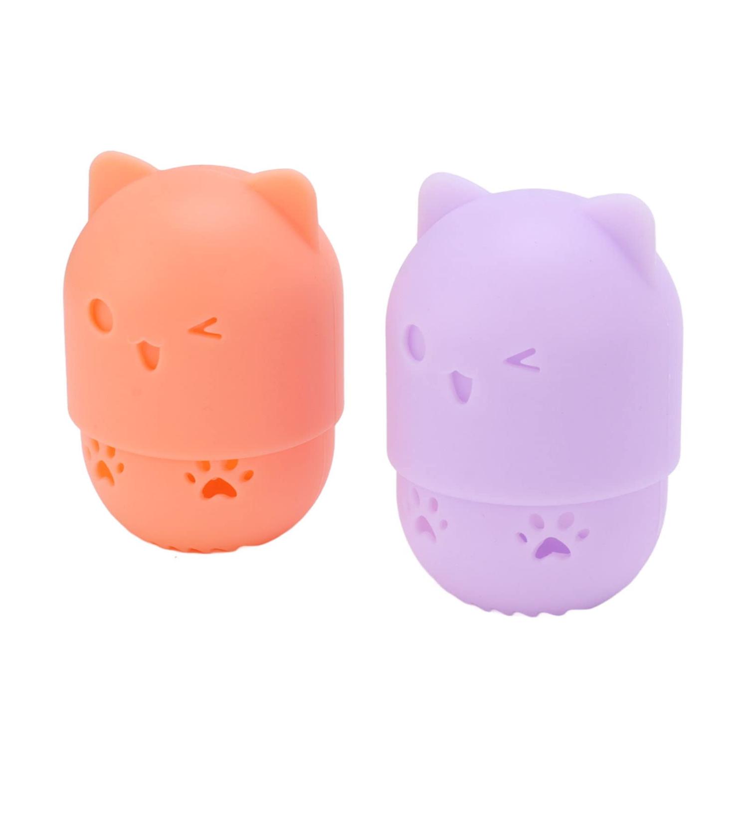 Makeup Sponge Holder Ventilating Cute Makeup Sponge Travel Bag Soft Sanitation for Makeup Accessories (Light Orange Purple) - Buy Online on GoSupps.com