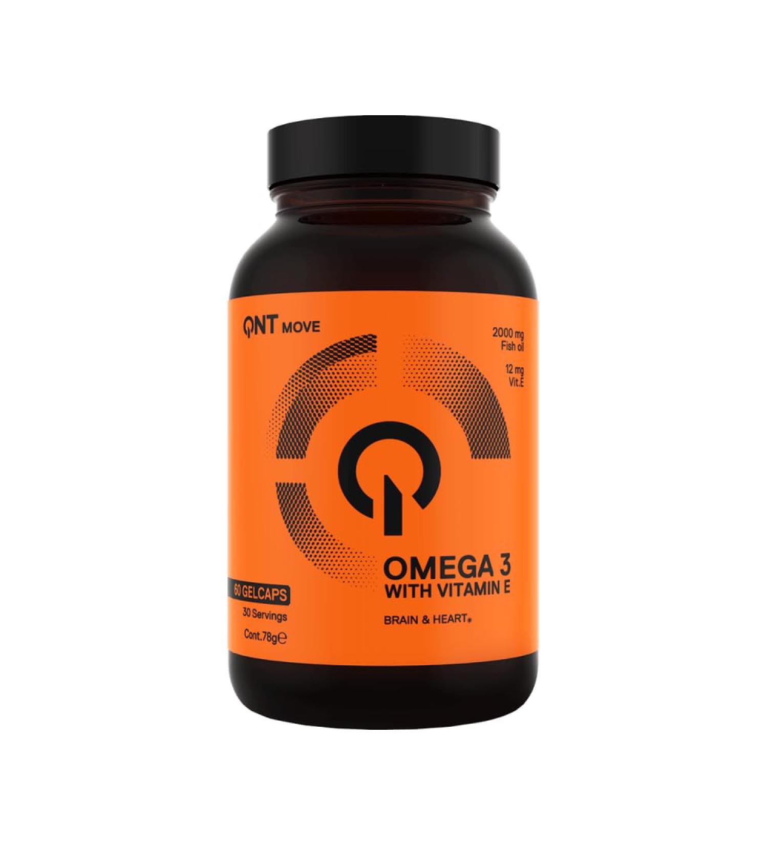 QNT Omega 3 Wild Fish Oil Rich in EPA DHA and Vit. E Helps with Cardiovascular Disease Prevention Boosts Concentration and Memory 60 Capsules - Buy Online on GoSupps.com