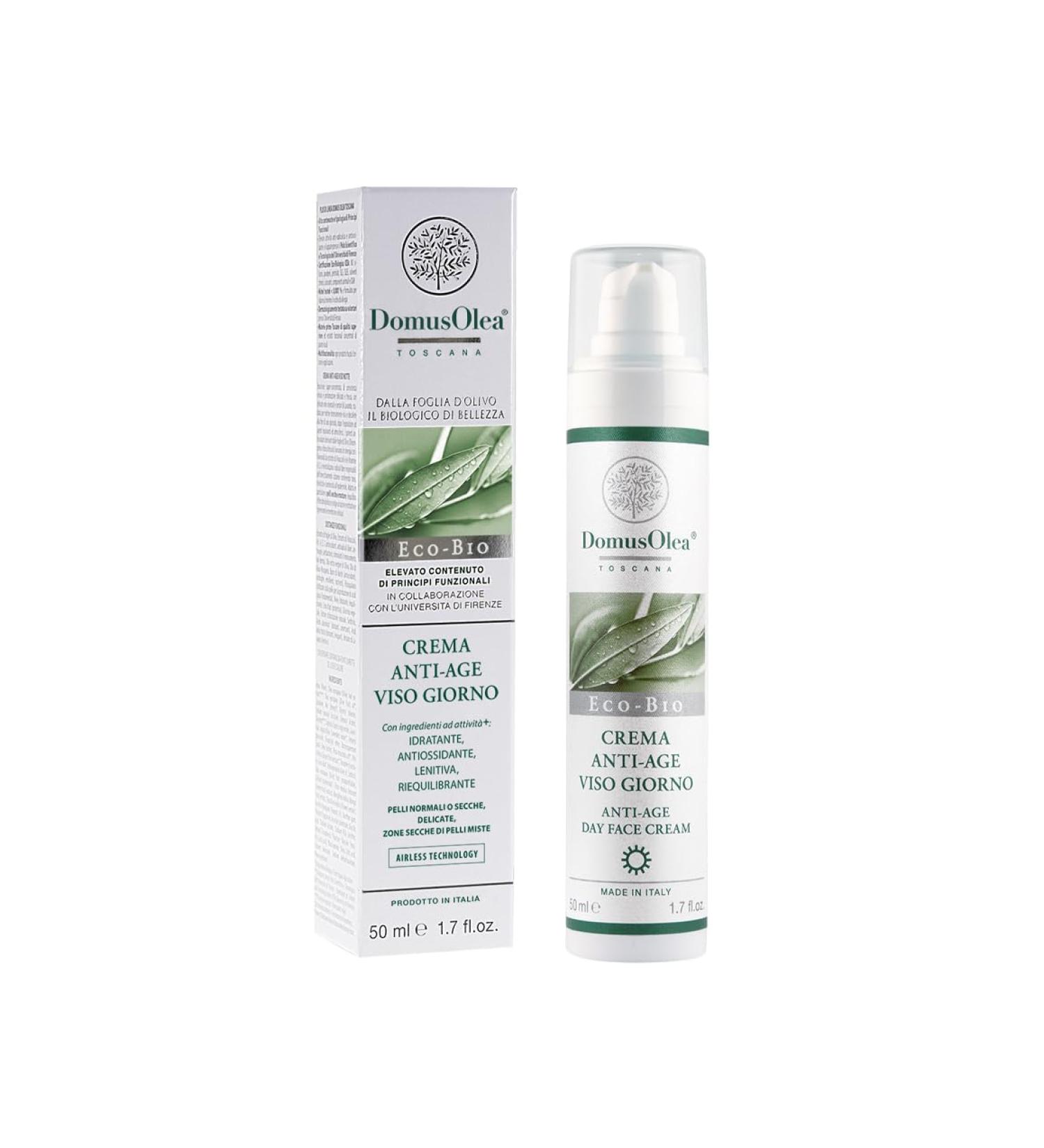 Domus Tuscan Oil Domus Olea Toscana Antiaging day cream for the face moisturizing antioxidant with helichrysum and vitamins normal dry and delicate skin light texture of airless 50 ml