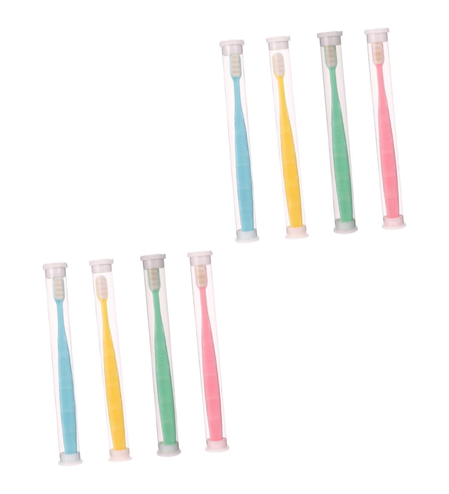 Minkissy 8 STK Wangan Hair Toothbrush Set - Soft Travel Toothbrushes for Kids | Deep Cleaning Oral Care & Gum Health (2 Colors) - Buy Online on GoSupps.com