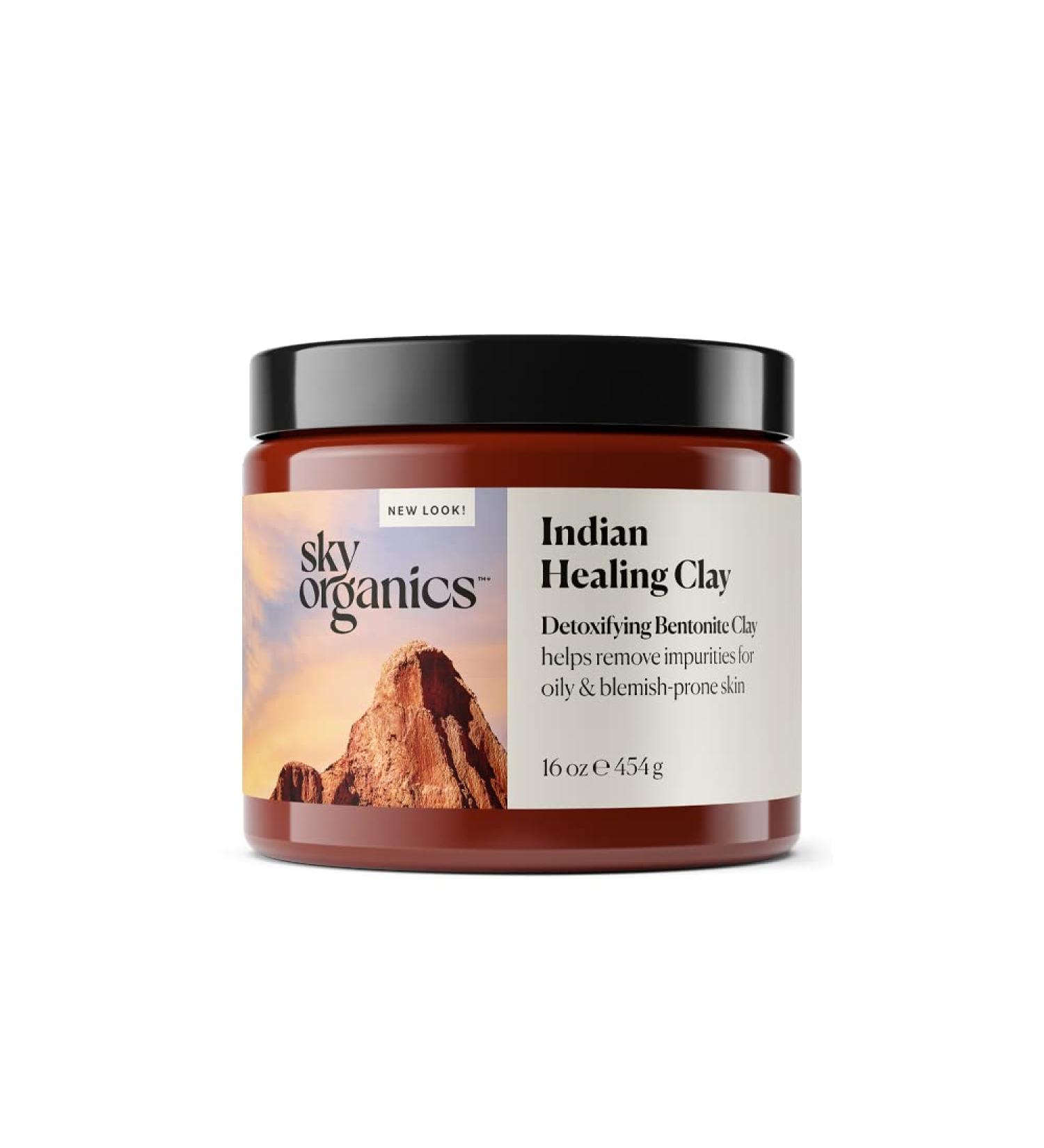 Sky Organics Indian Healing Clay - 100% Pure Bentonite Clay for Face Detox - 16 oz - Buy Online on GoSupps.com