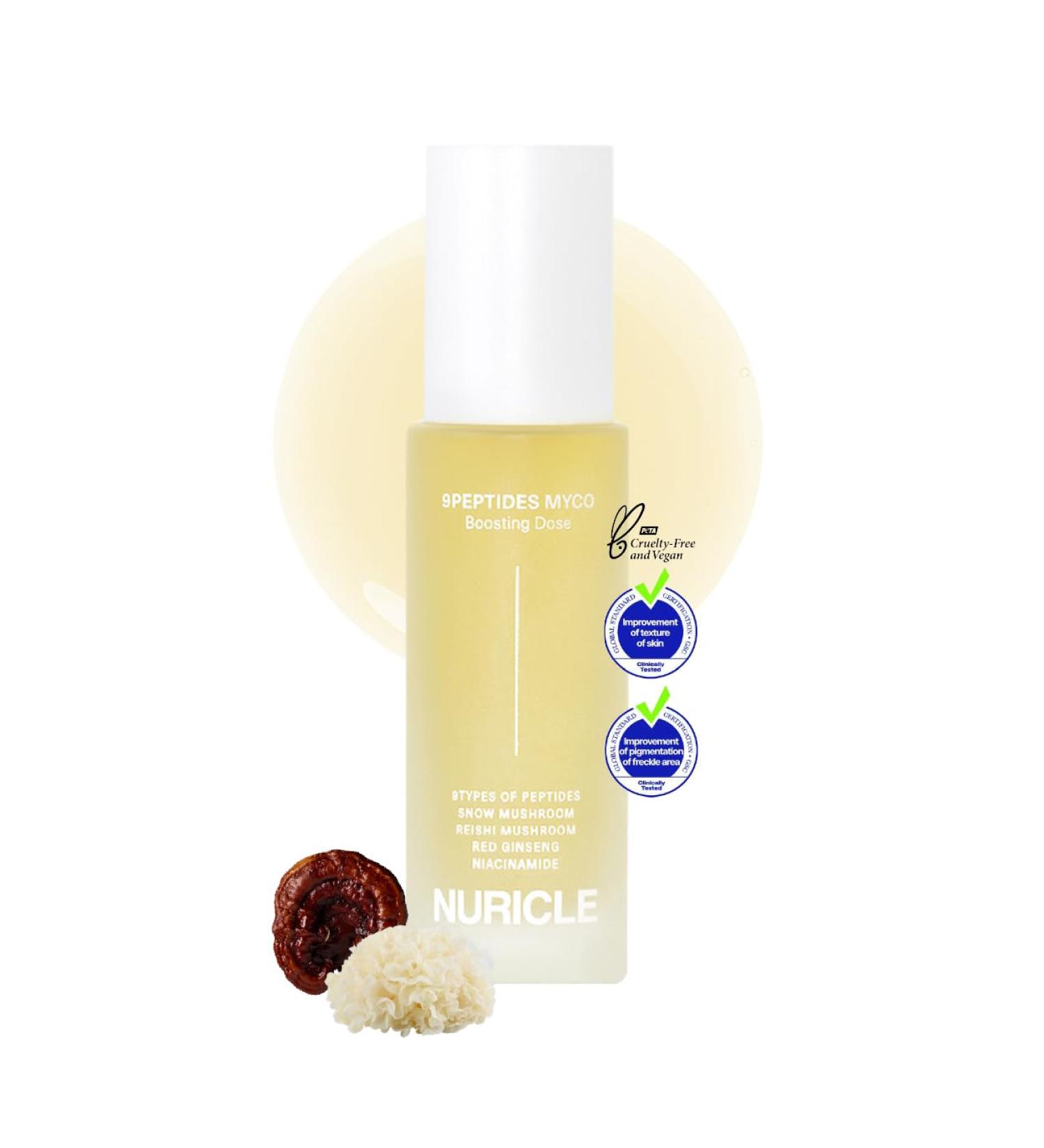 NURICLE 9PEPTIDES MYCO Boosting Dose 30ml (1.014 fl.oz) Anti-Aging Peptide Serum for Face Hydrating Korean Booster with Niacinamide & Mushroom Complex Collagen Support Smooth Wrinkles - Buy Online on GoSupps.com