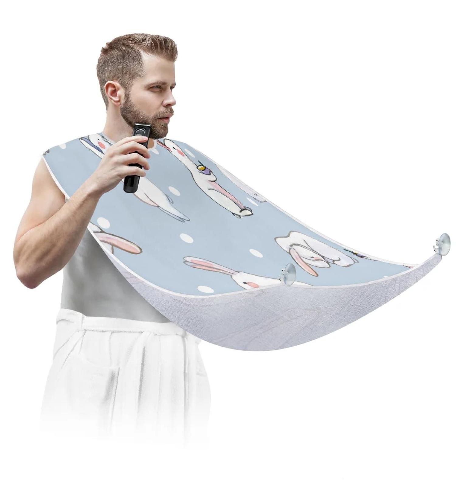 Rabbit Polka Dots Beard Bib Apron | Non-Stick Waterproof Grooming Cape for Men | Perfect Gifts for Shaving & Trimming - Buy Online on GoSupps.com