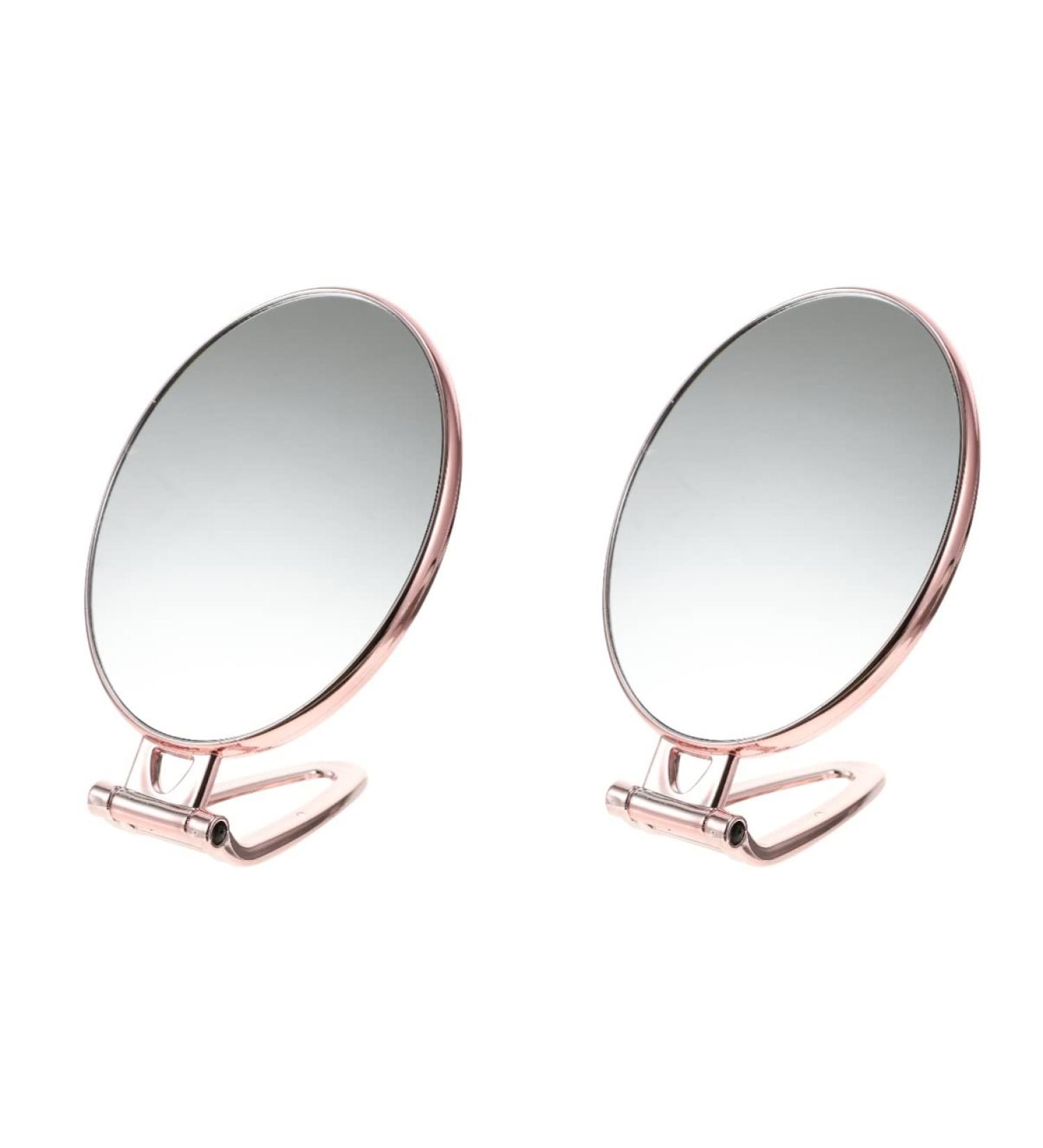 Portable Handheld Makeup Vanity Magnifier Set - Gold Double Sided Mirror for Bedroom and Dormitory - Compact Folding Design - 29x12.5cm - By Minkissy - Buy Online on GoSupps.com
