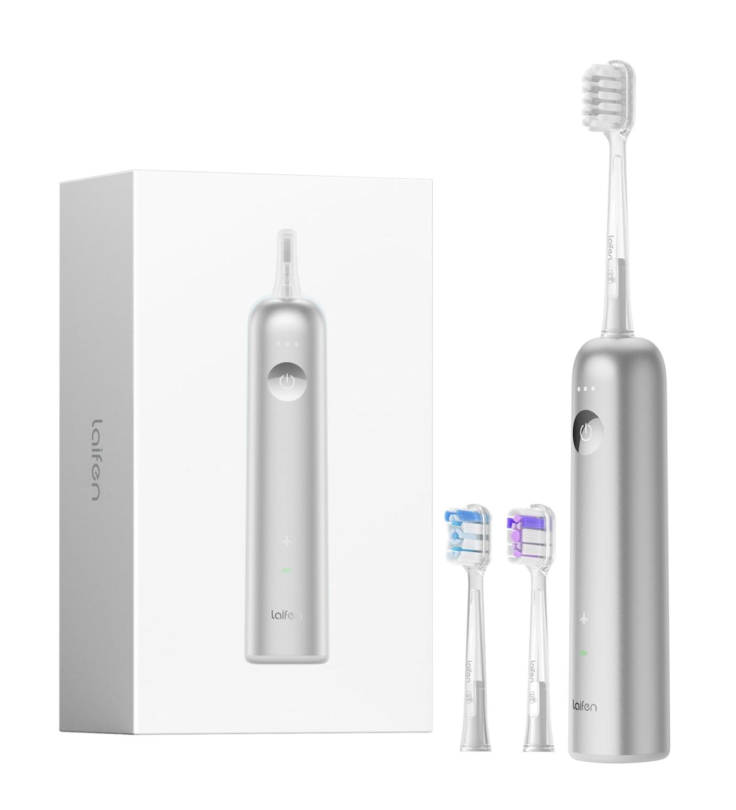 Buy Laifen Wave Electric Toothbrush - Oscillation & Vibration Sonic Toothbrush for Adults 3 Brush Heads IPX7 Waterproof - Matte Stainless Steel International Shipping Available - Buy Online on GoSupps.com