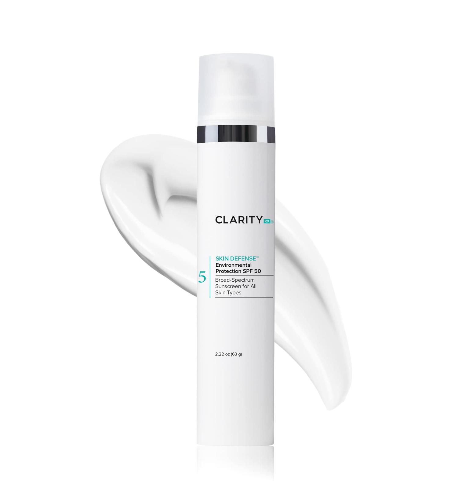 ClarityRx Skin Defense SPF 50 Natural Plant-Based Sunscreen with Zinc & Hyaluronic Acid (2.22 oz) - Buy Online on GoSupps.com