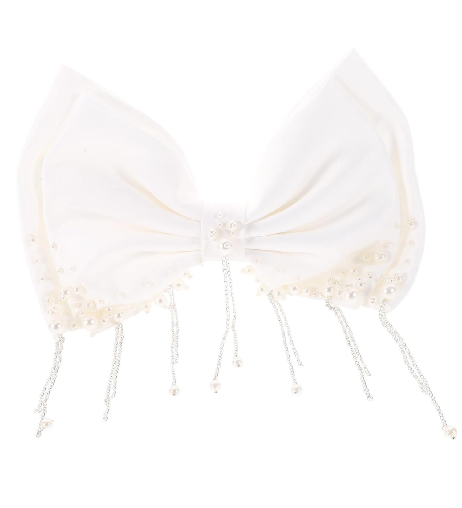 minkissy Girl Bows Bridal Hair Accessories Girls Hair Accessories Girl Hair Accessories Fringe Trim Hair Bows for Girls Back Hair Bow Clip Girls Hair Bows Pearl Headgear White Bride Wedding - Buy Online on GoSupps.com