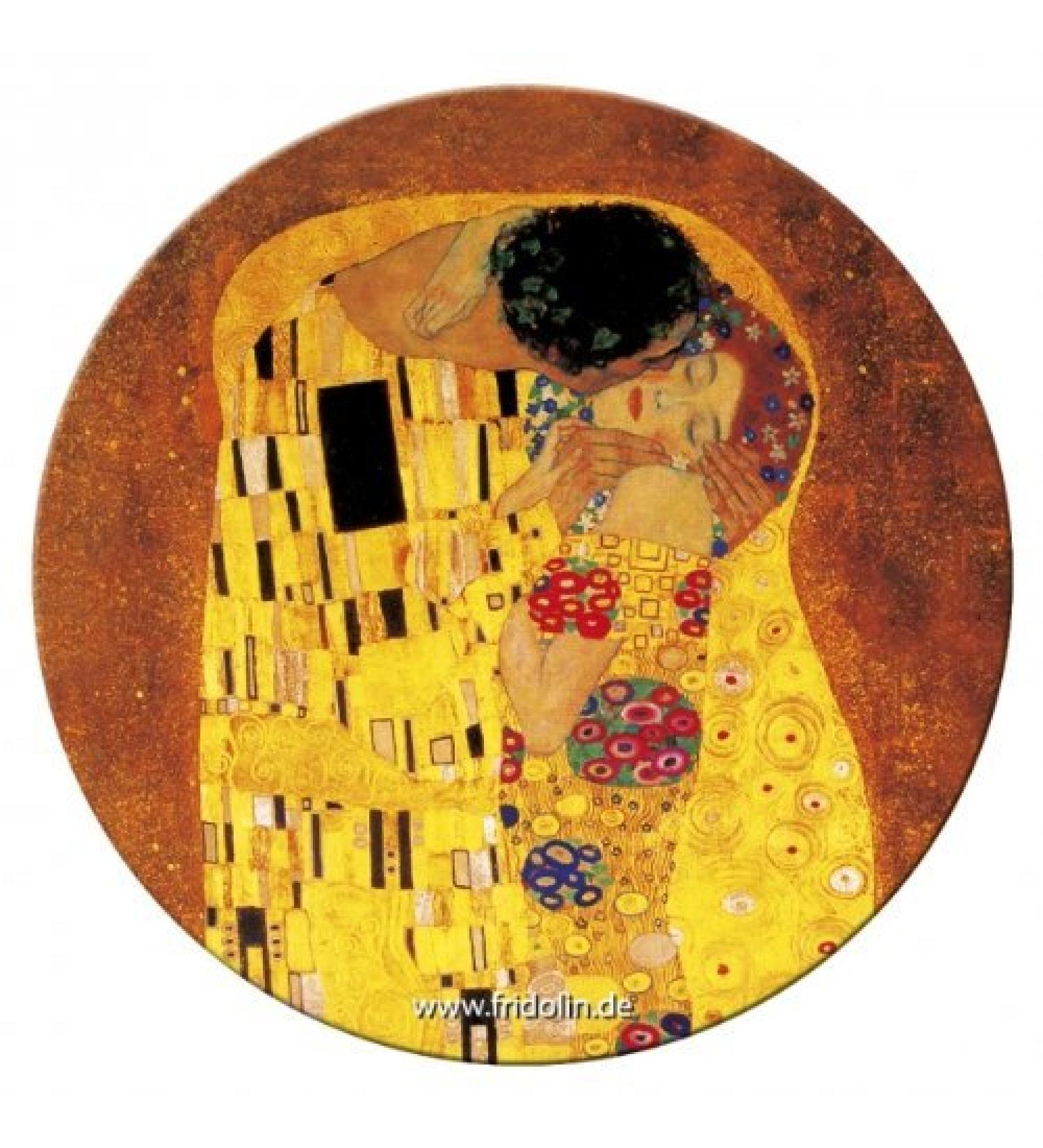 Fridolin 18512 pocket mirror "Klimt - The Kiss" metal colorful 7.5 x 7.5 x 2 cm