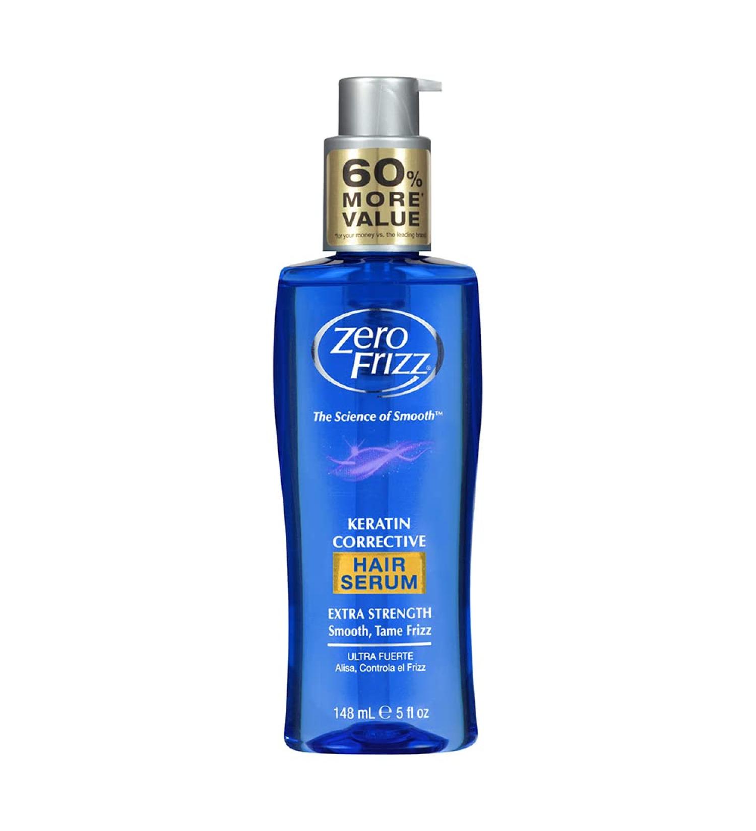 Zero Frizz Keratin Corrective Hair Serum - Nourishing Frizz Tamer for Dry, Damaged Hair - Hydrating Vitamins and Proteins for Smooth, Silky Shine - 5oz (1 Pack) - Buy Online on GoSupps.com
