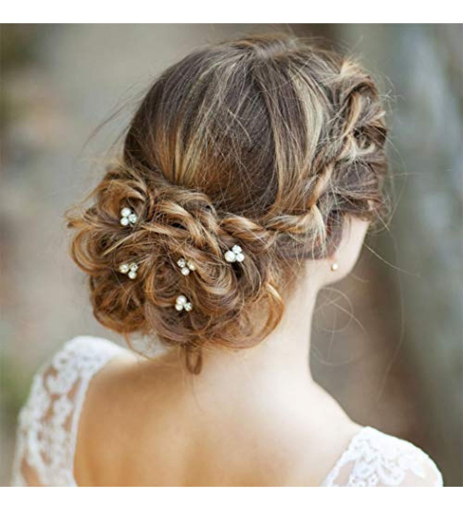 Barode Pearls Wedding Hair Pins - Rhinestone Bridal Hairpieces for Women - Set of 5 U Pins - Buy Online on GoSupps.com