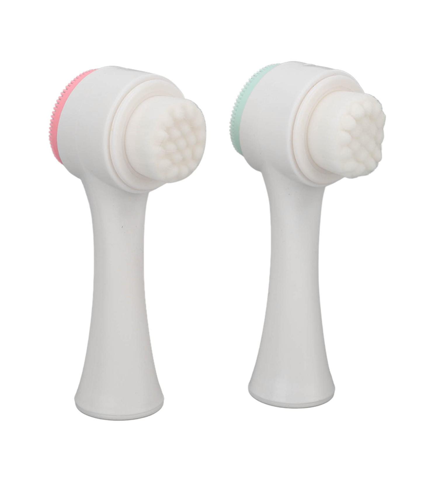 Facial Cleansing Brush Double-Sided 2 Pieces Standing Base Facial Cleansing Brush - Buy Online on GoSupps.com