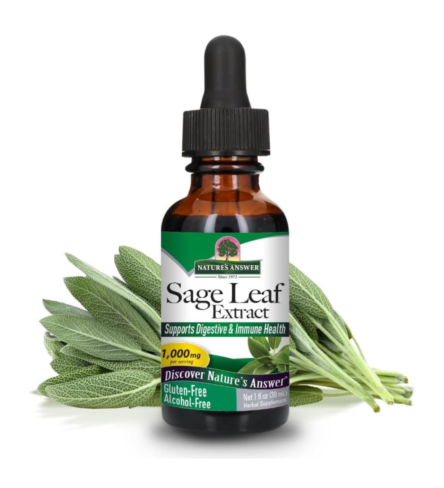 Natural's Aswer Sage Leaf Extract 1000mg Gluten Free Alcohol Free 30ml - Buy Online on GoSupps.com