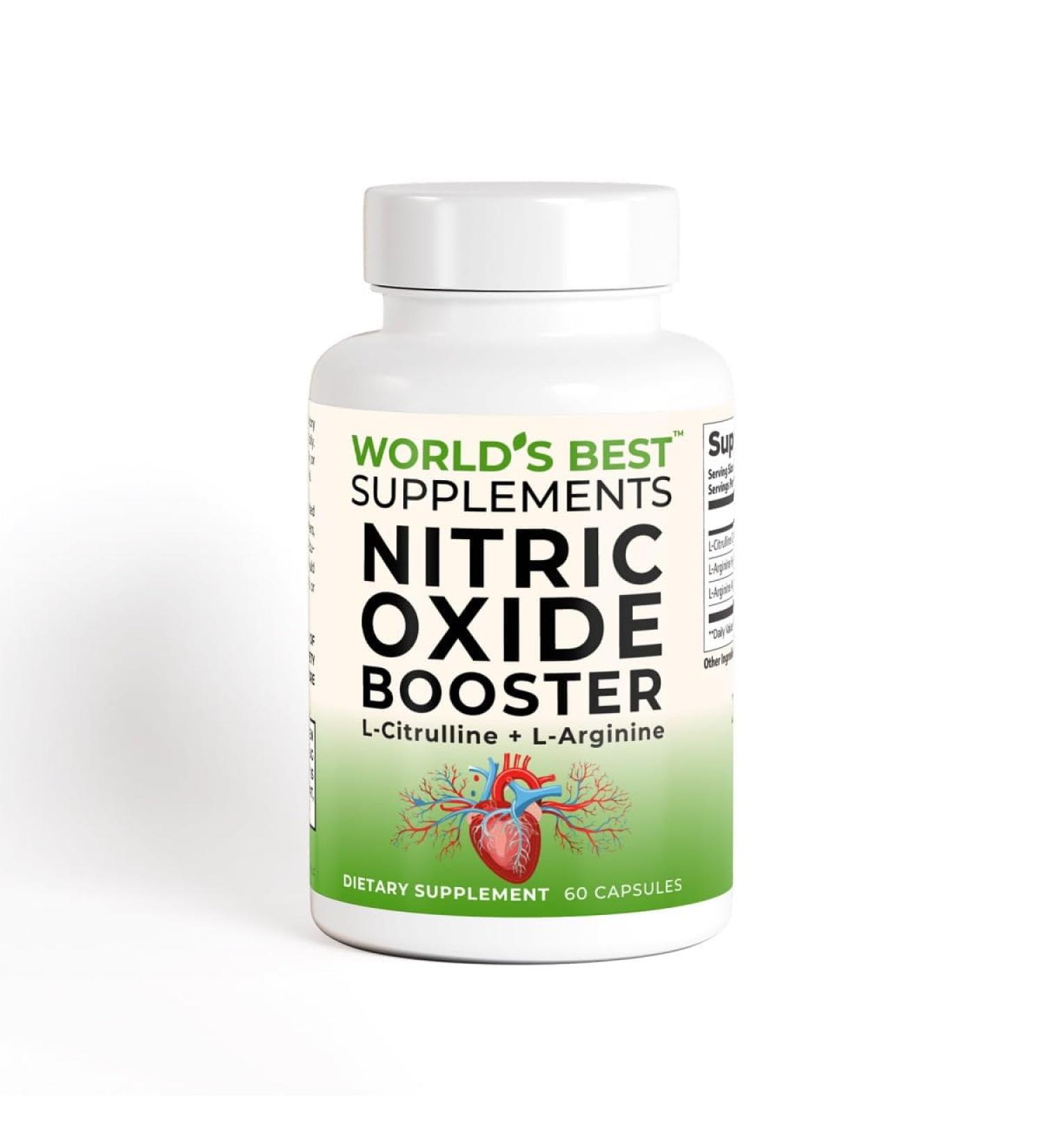 World's Best Supplements Nitric Oxide Booster L-Arginine & L-Citrulline Complex 400mg 60 Capsules - Buy Online on GoSupps.com