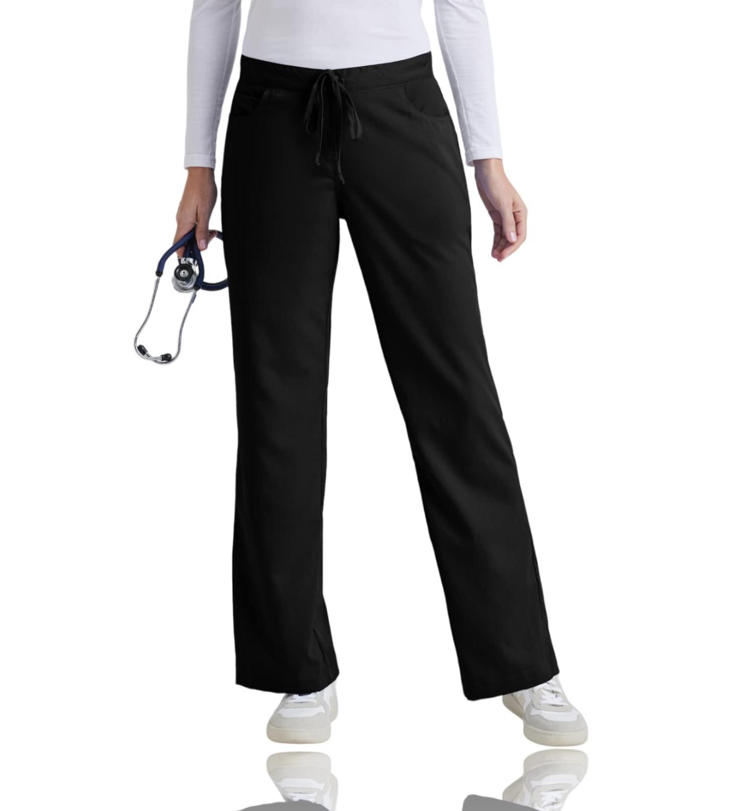 BARCO Grey's Anatomy Riley Scrub Pant - Women's Elastic Back Waist Flared Leg Pant, Large Black - Buy Online on GoSupps.com