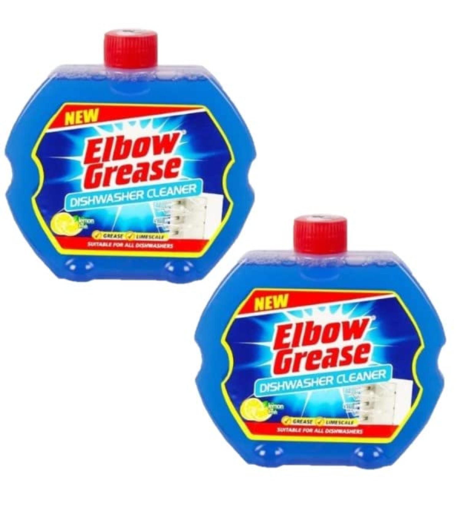 2 x 250ml Elbow Grease Dishwasher Cleaner Fresh Lemon Cuts Through Grease And Limescale