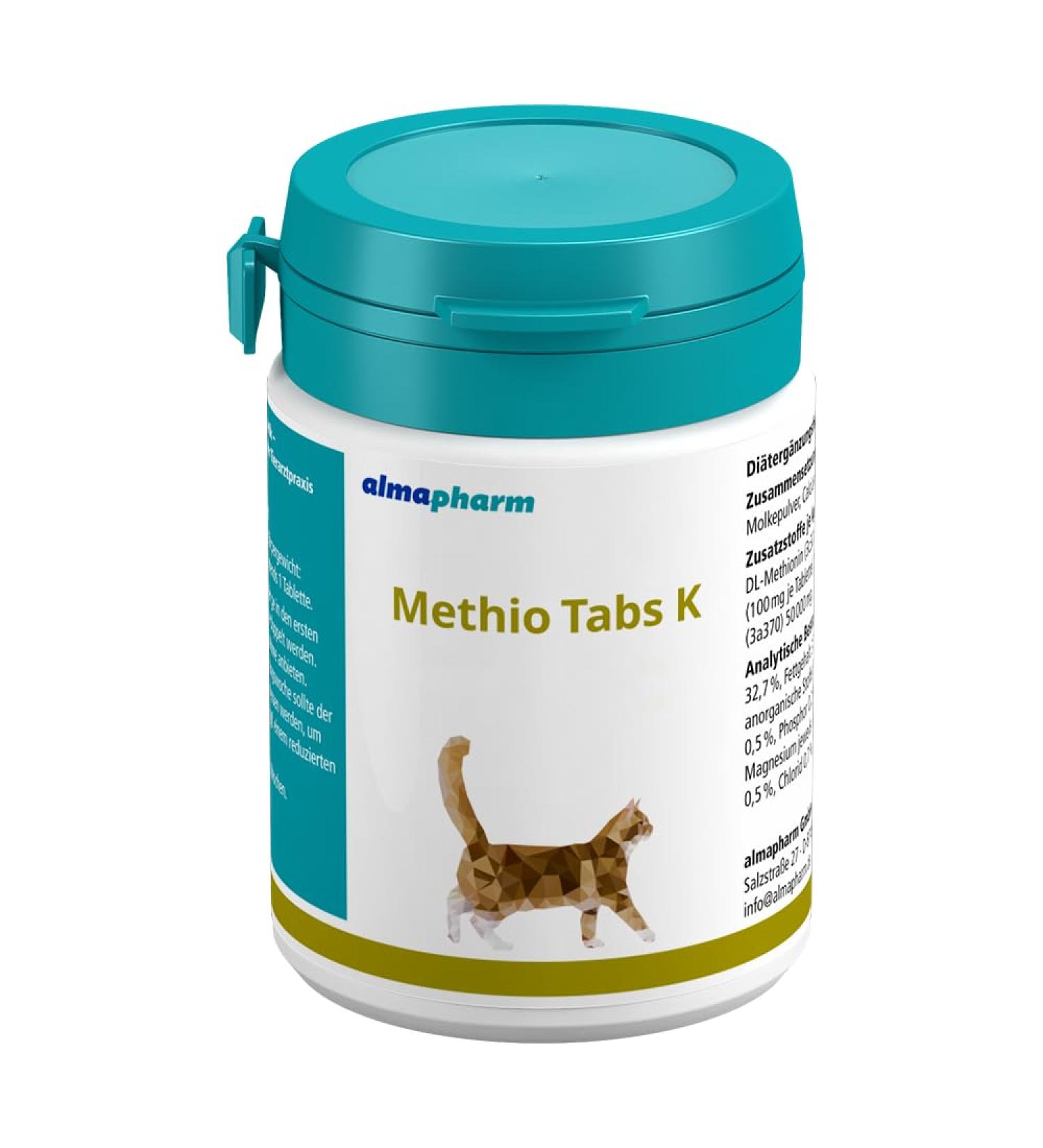 Almapharm Methio Tabs K | 200 Tablets | Urinary Support Supplement for Cats | Acidify Urine with Methionine | Vital Nutrients for Health - Buy Online on GoSupps.com