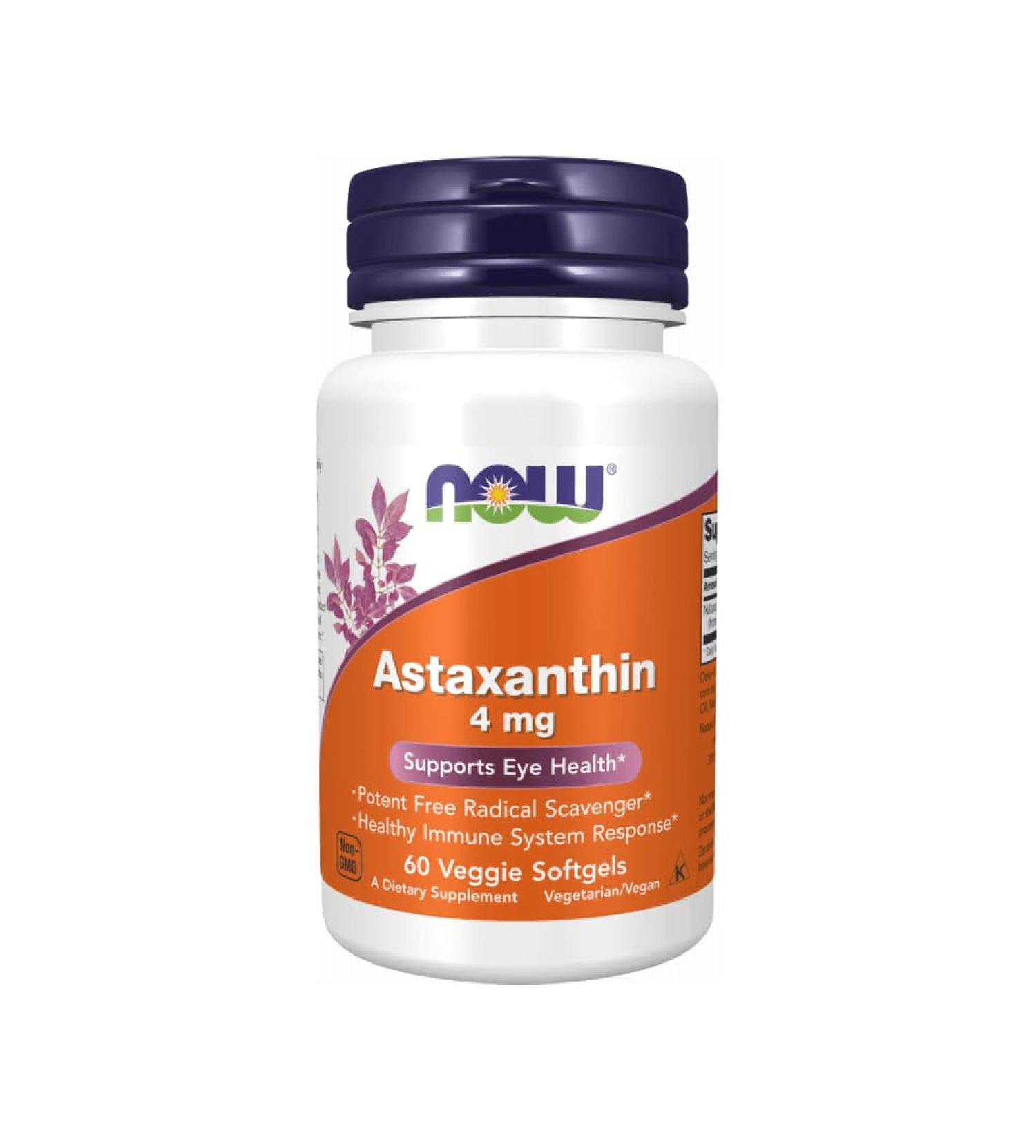 Now Foods Astaxanthin 4mg: 60 Capsules - Powerful Antioxidant Supplement - Buy Online on GoSupps.com