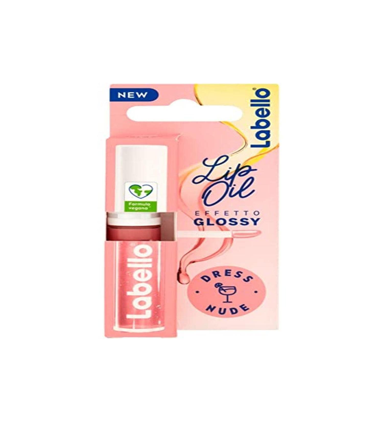 Labello Lip Oil Glossy Effect - Dress Nude 5.5 ml lip gloss with vegan formula volume effect 100% natural lip gloss of Valentina Ferragni