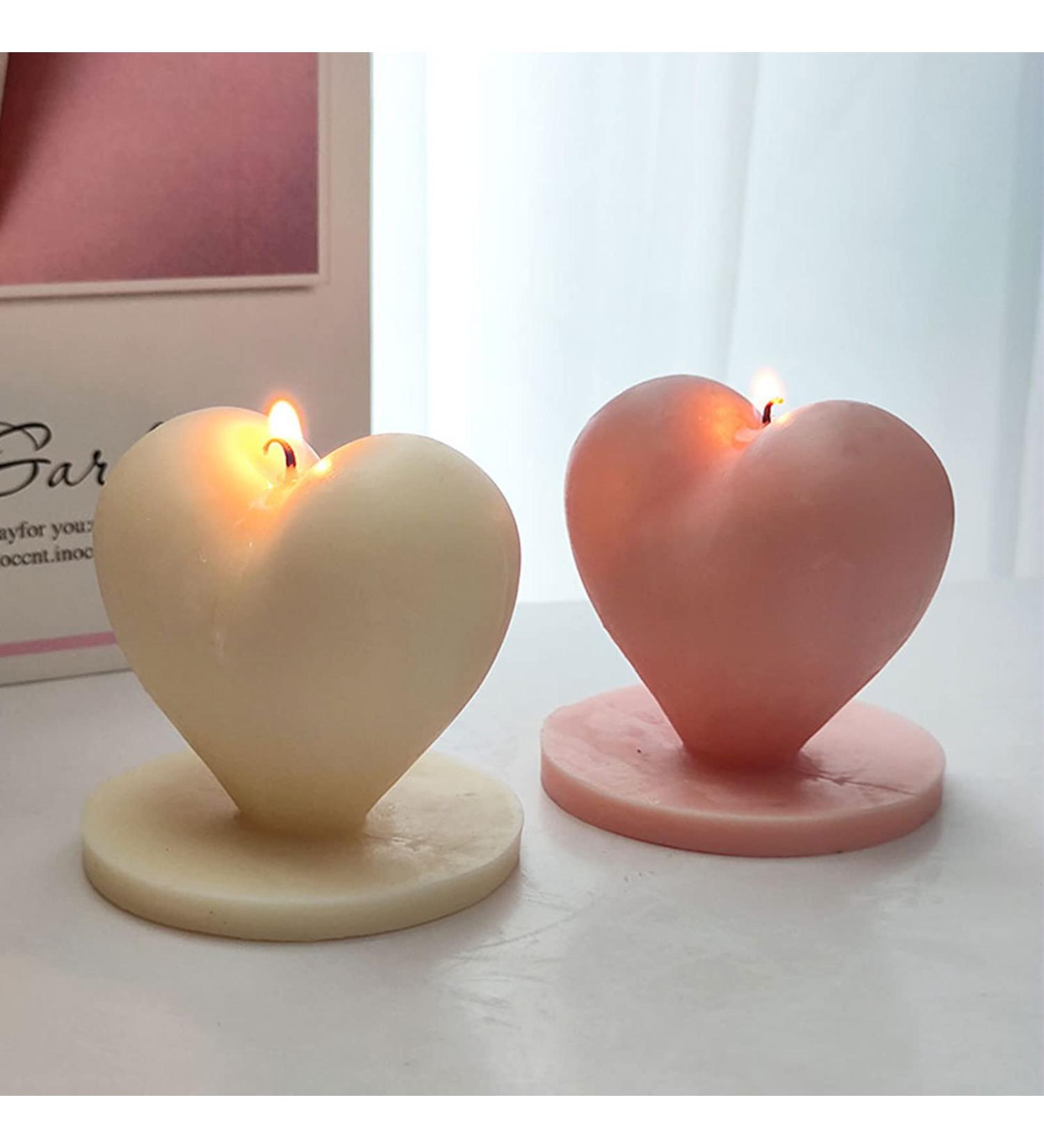 3D Love Heart Silicone Candle Making Molds with Base - Ideal for Candles, Soap, Wax, and Chocolate DIY Crafts - Buy Online on GoSupps.com